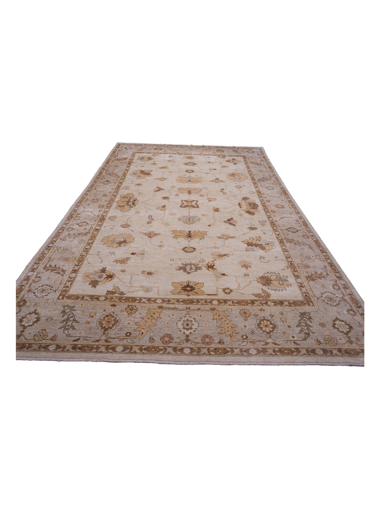 Angora Oushak 126678 Ivory Silver 11.10x18 Hand Knotted Rug
