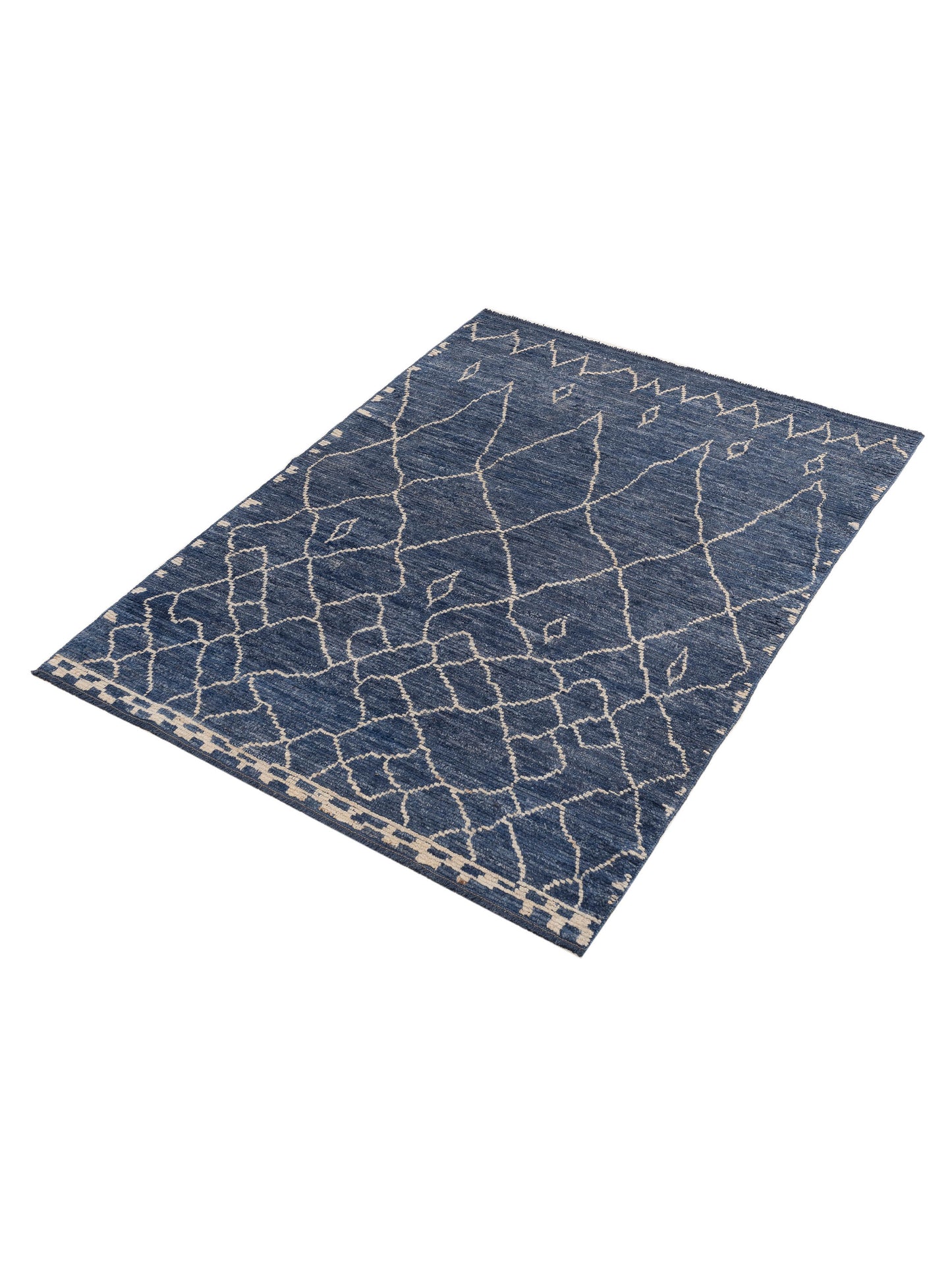 Berber Aspendos Blue Blue 5.8x7.7 Hand Knotted Rug