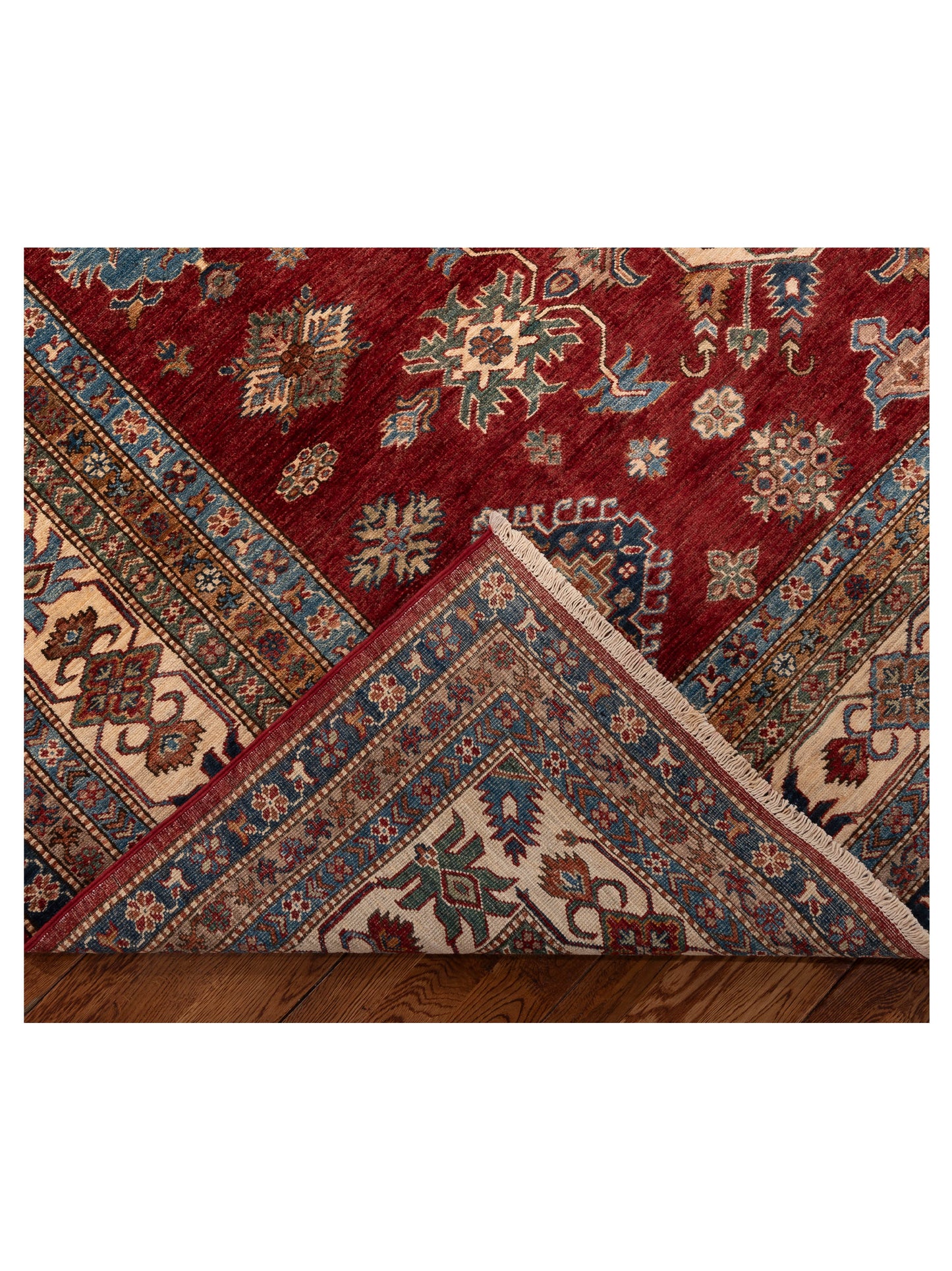 Artisan Kazak 151909 Red Ivory 8.10x11.7 Hand Knotted Rug
