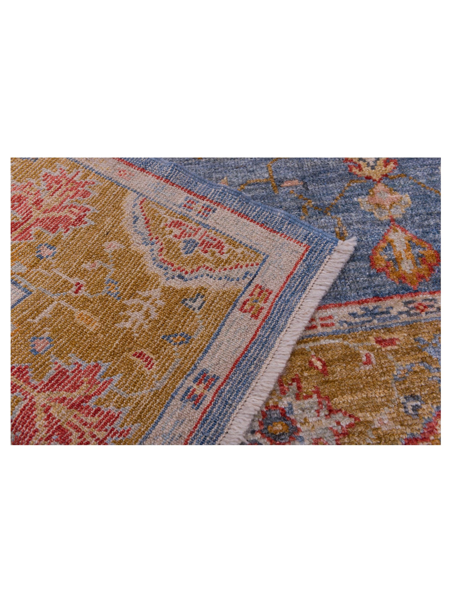 Angora Oushak 144585 Blue Brown 6.3x12.1 Hand Knotted Rug