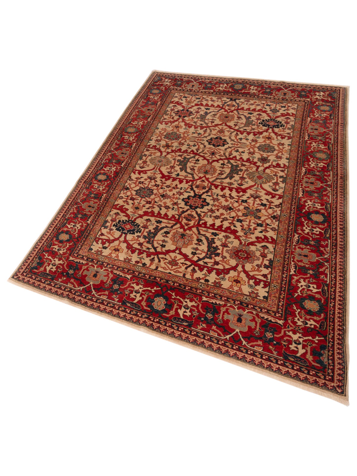Antique Loom 148319 Ivory Red 6.9x10 Hand Knotted Rug