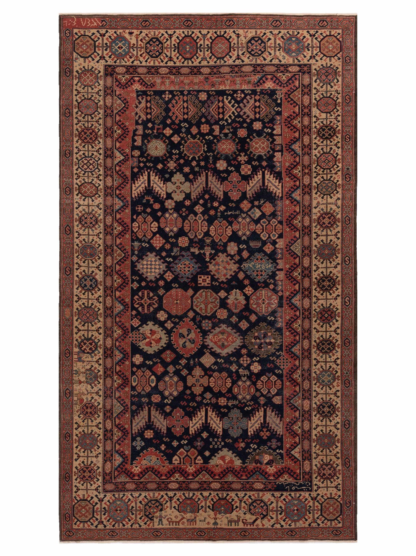 Pasha Antique Loom  Navy Ivory Traditional