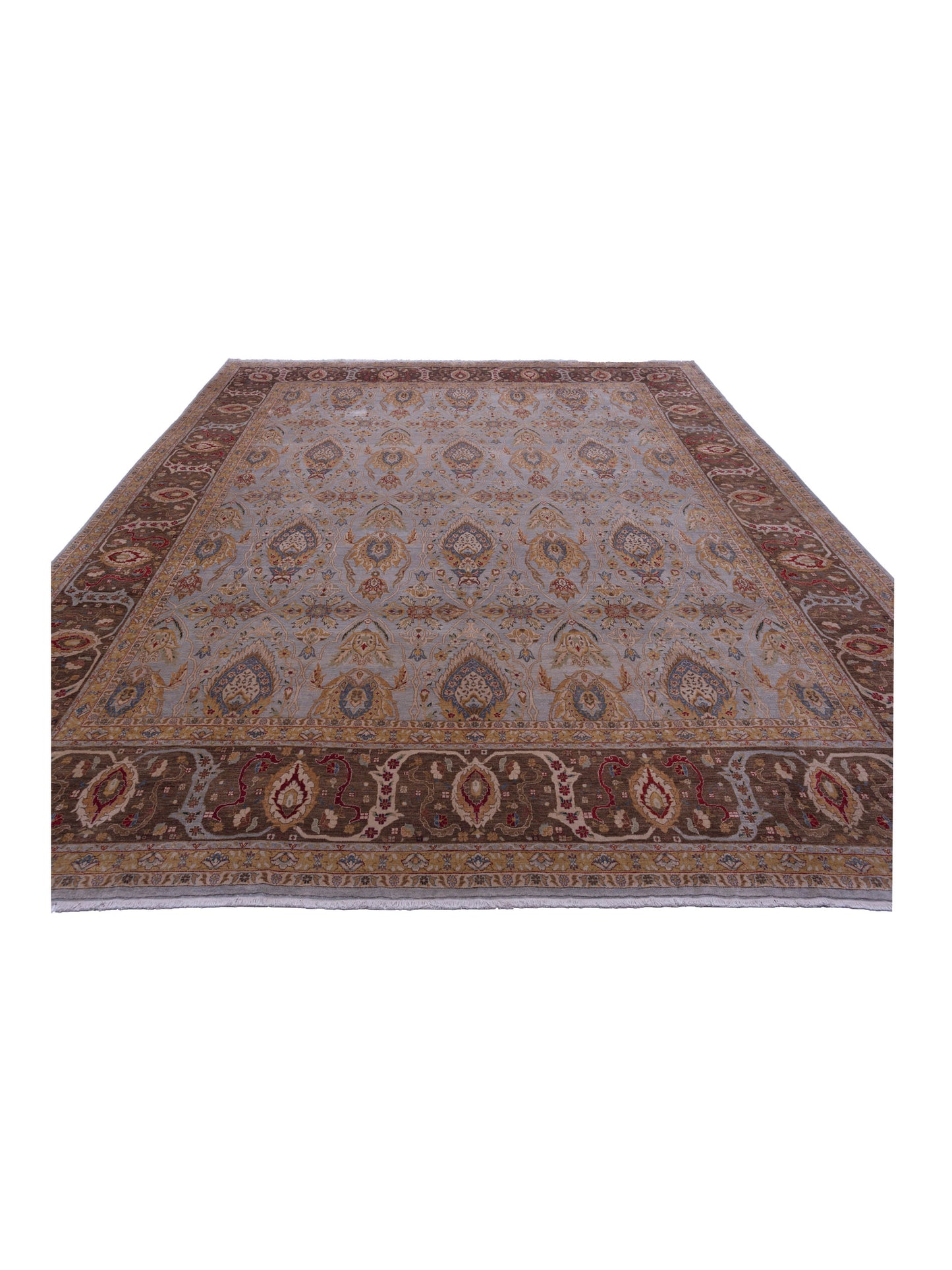 Firuze Simla Blue Brown 14.2x15.9 Hand Knotted Rug