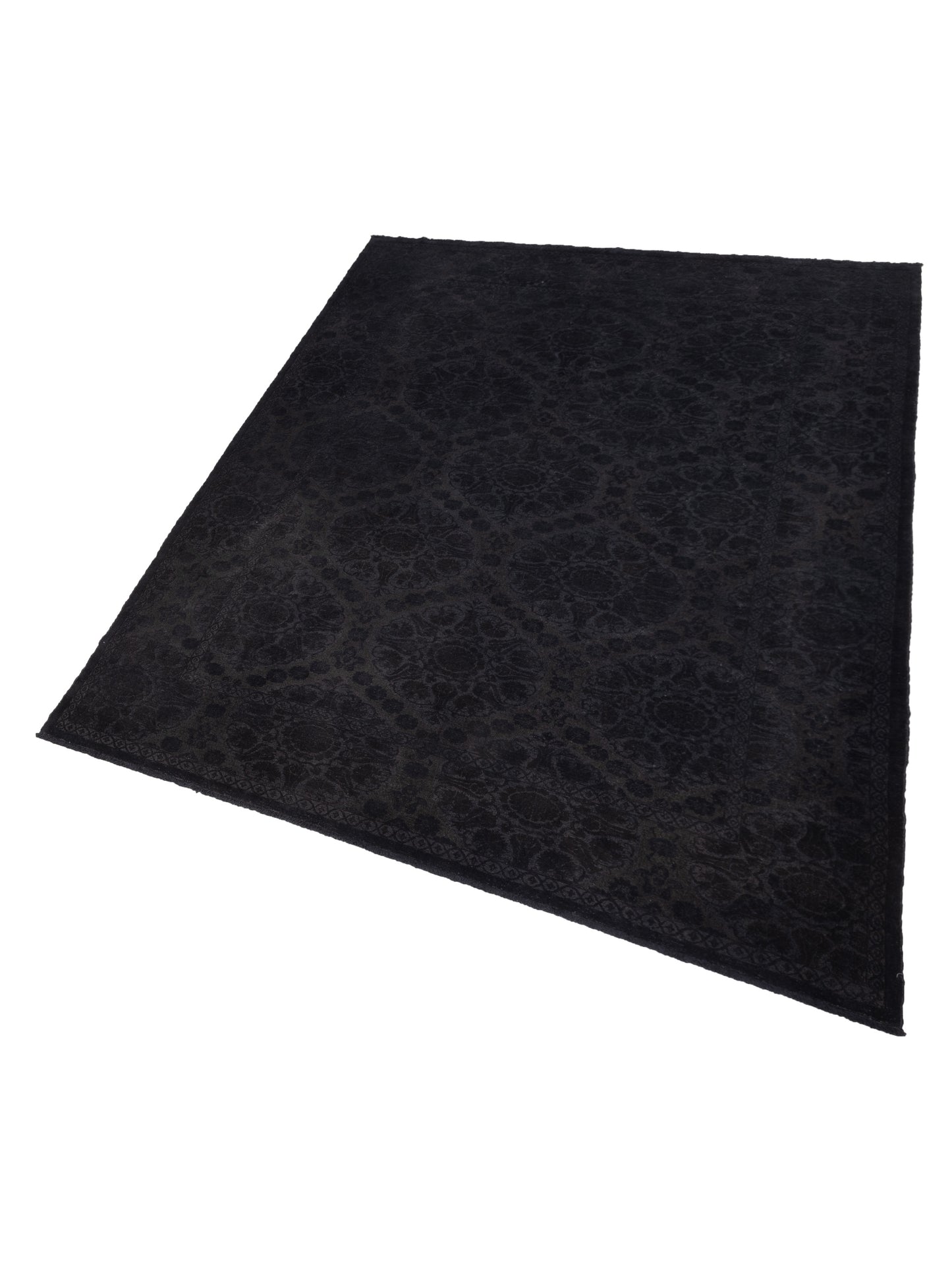 Defne Lotus Black 10.4x13.4 Hand Knotted Rug