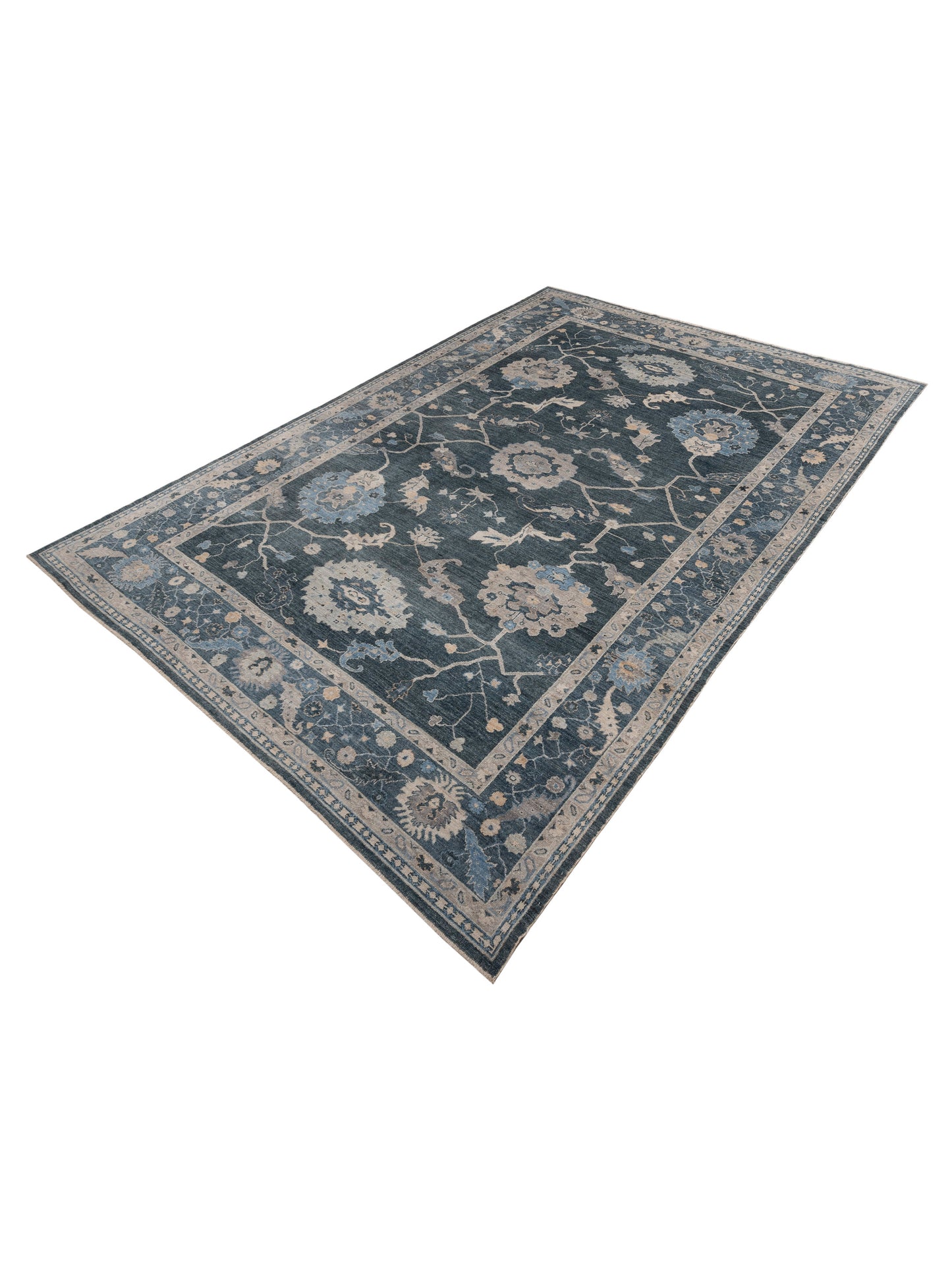 Angora Oushak 154952 Blue Blue 11.10x17.5 Hand Knotted Rug