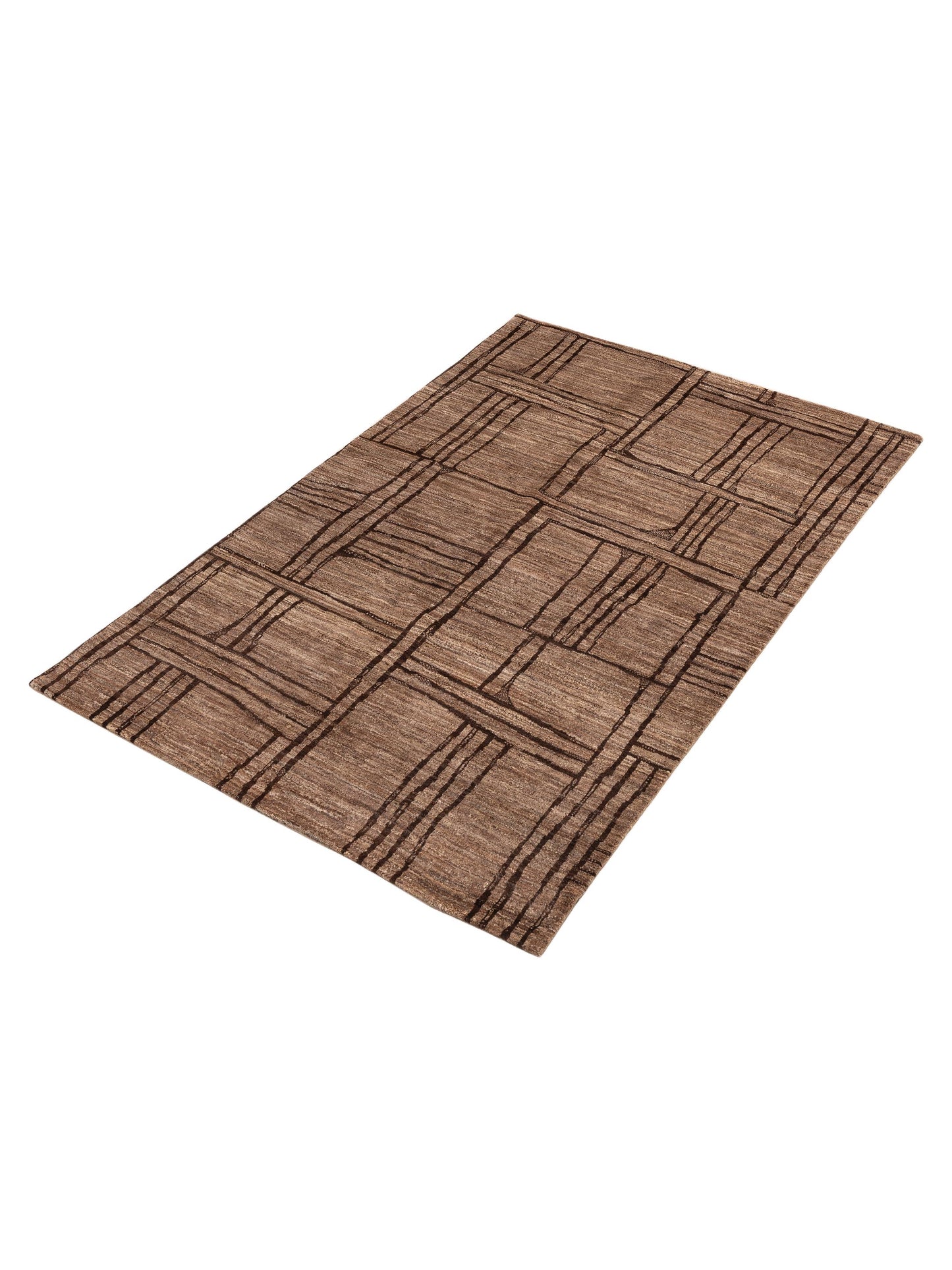 Tibetino 154028 Brown Brown 5.4x8.1 Hand Knotted Rug