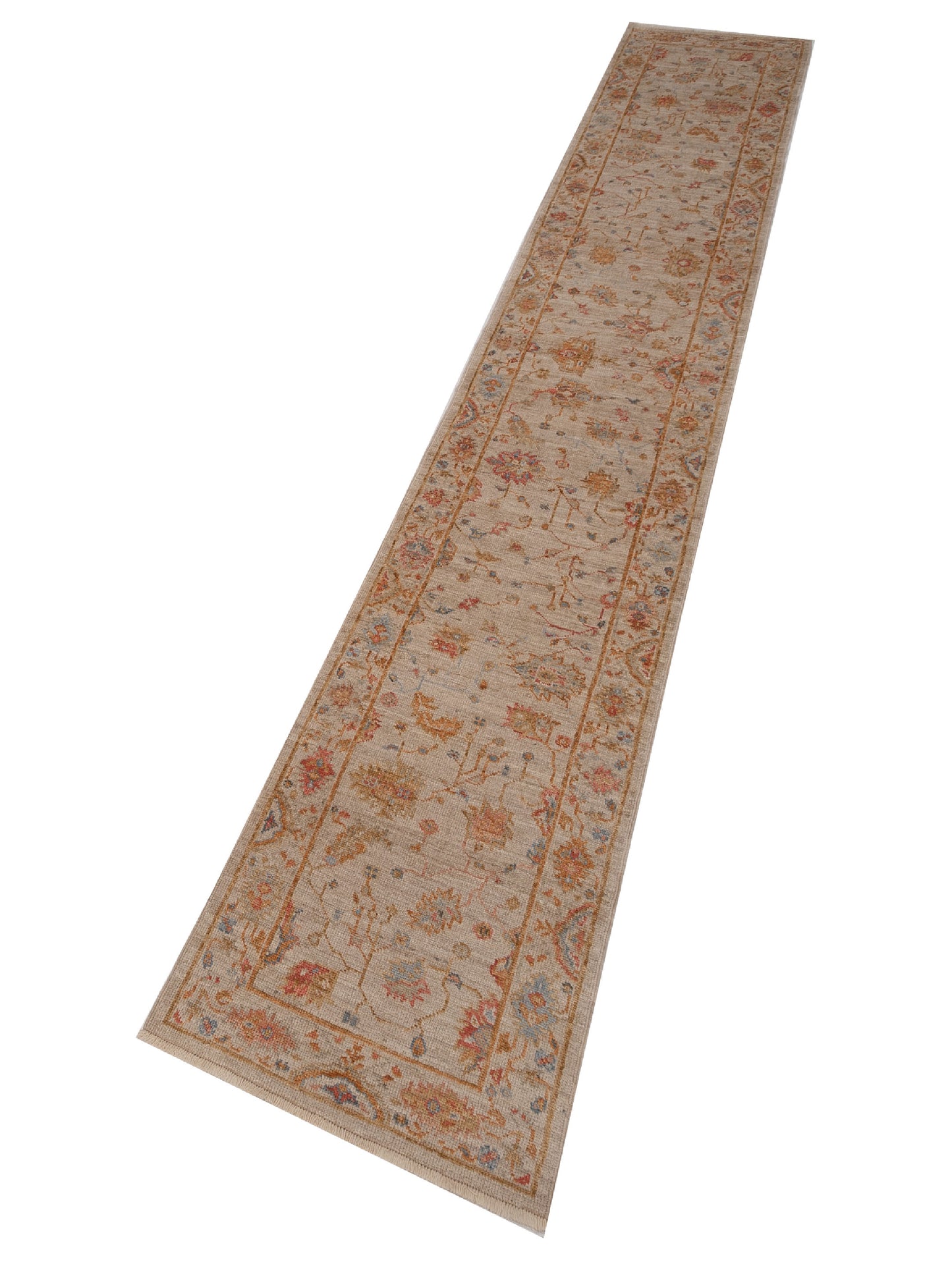 Angora Oushak 149491 Ivory Ivory 2.7x15.7 Hand Knotted Rug