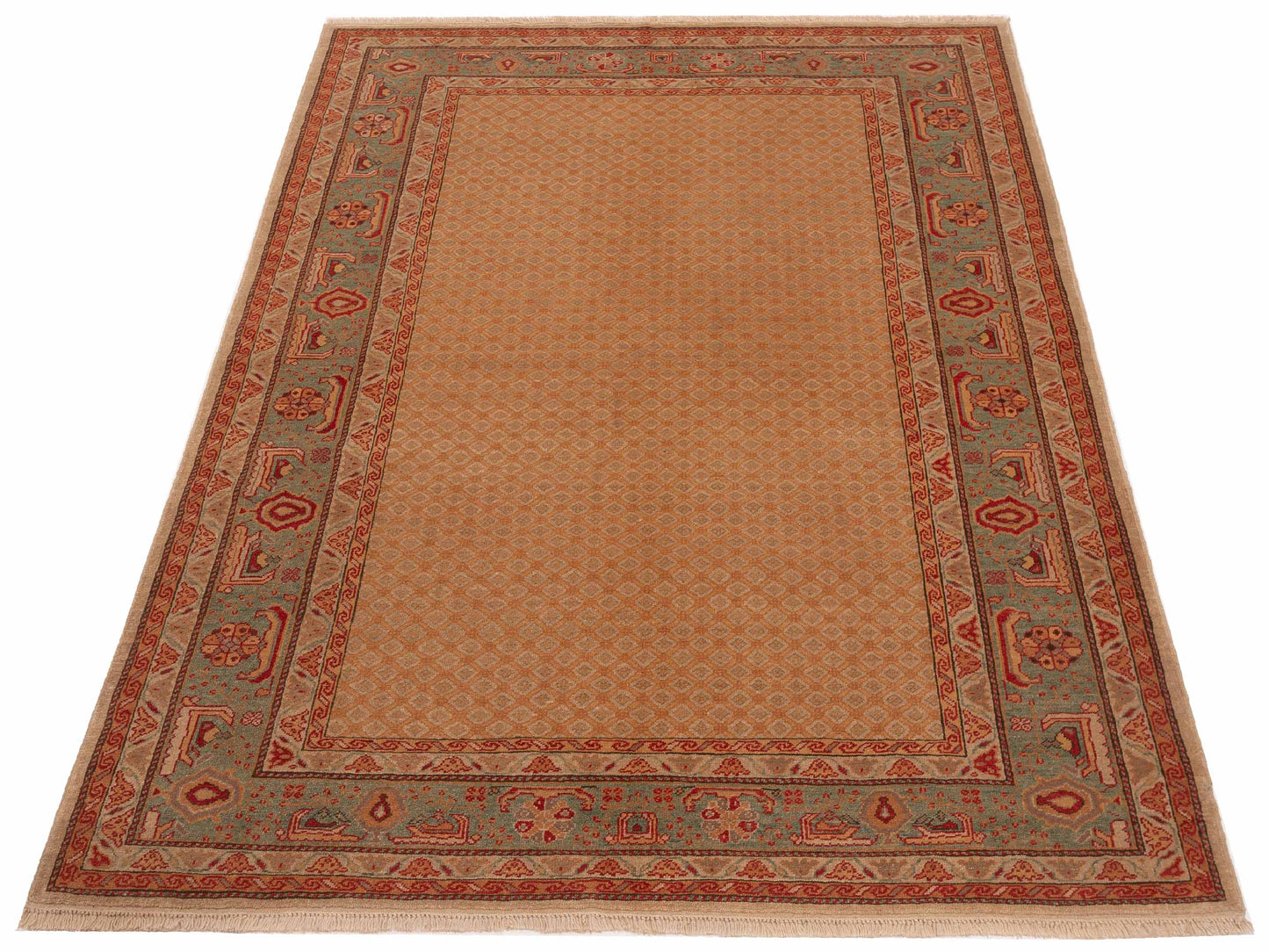 Antique Loom 147373 Camel Blue 6.10x8.3 Hand Knotted Rug