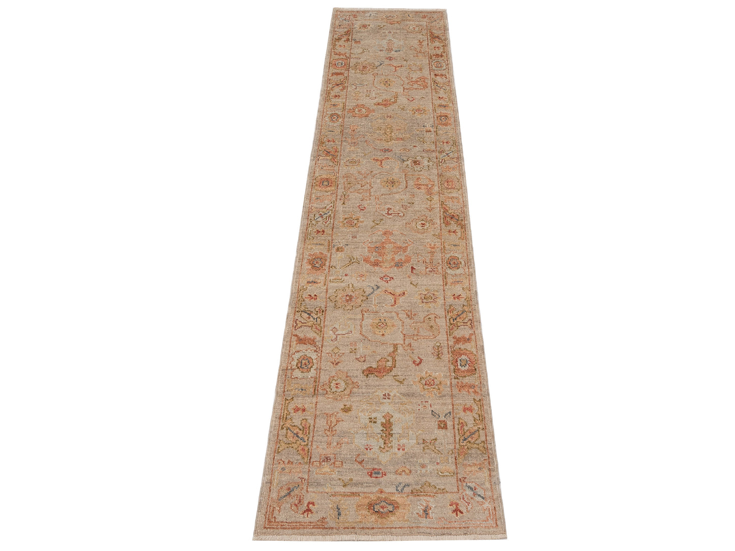 Angora Oushak 149313 Beige Beige 2.7x11.10 Hand Knotted Rug