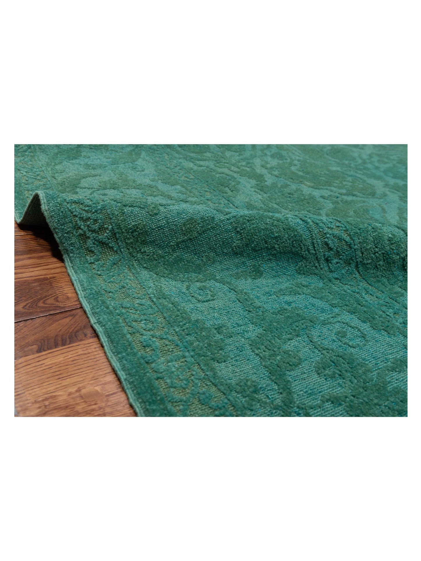 Color Bouquet 109175 Turquoise Turquoise 8.4x9.8 Hand Knotted Rug