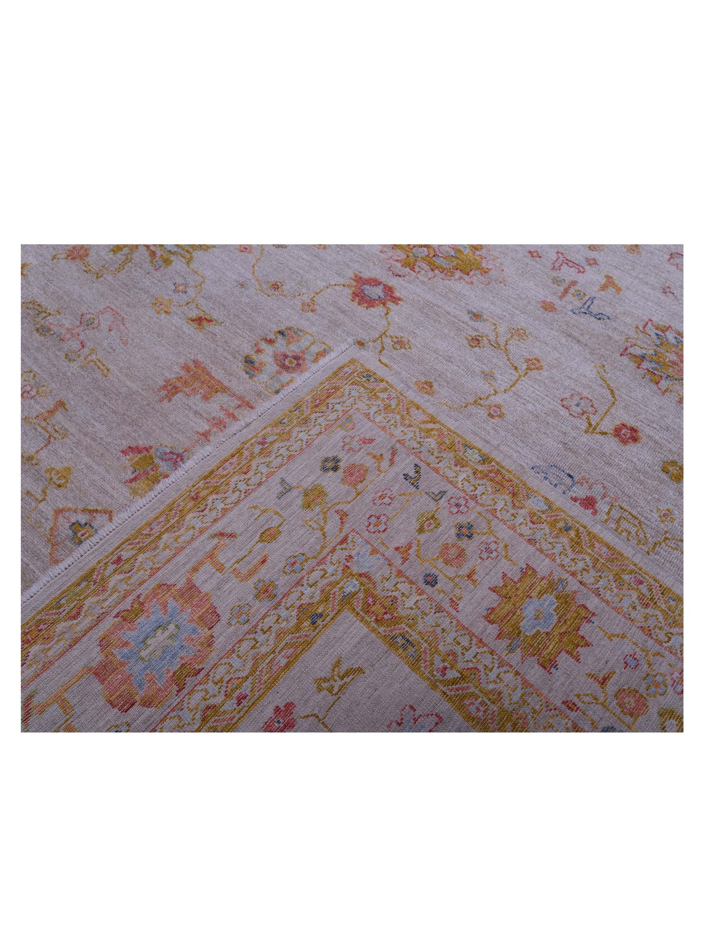 Angora Oushak 146456 Ivory Silver 10.2x12.10 Hand Knotted Rug