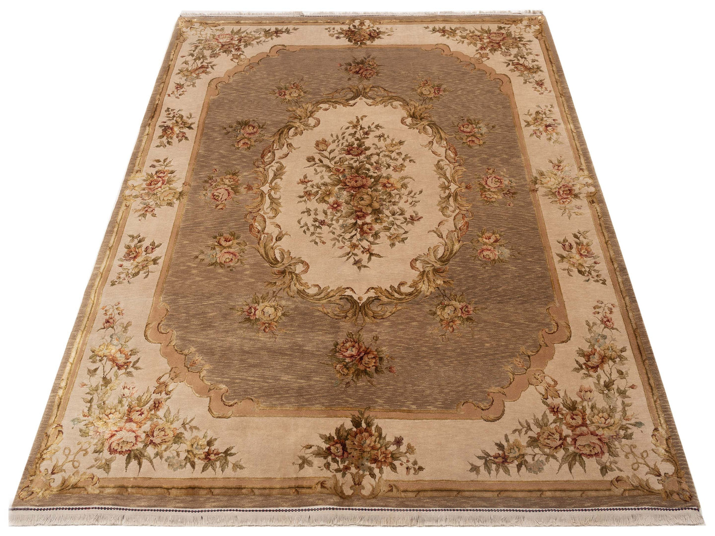 Imperial Silk 105755 Tobacco Beige 7.10x9.9 Hand Knotted Rug