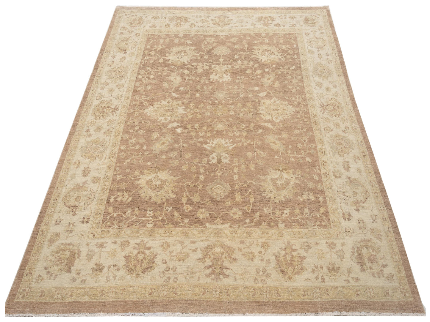 Laila 113120 Light Brown Beige 7.11x9.7 Hand Knotted Rug