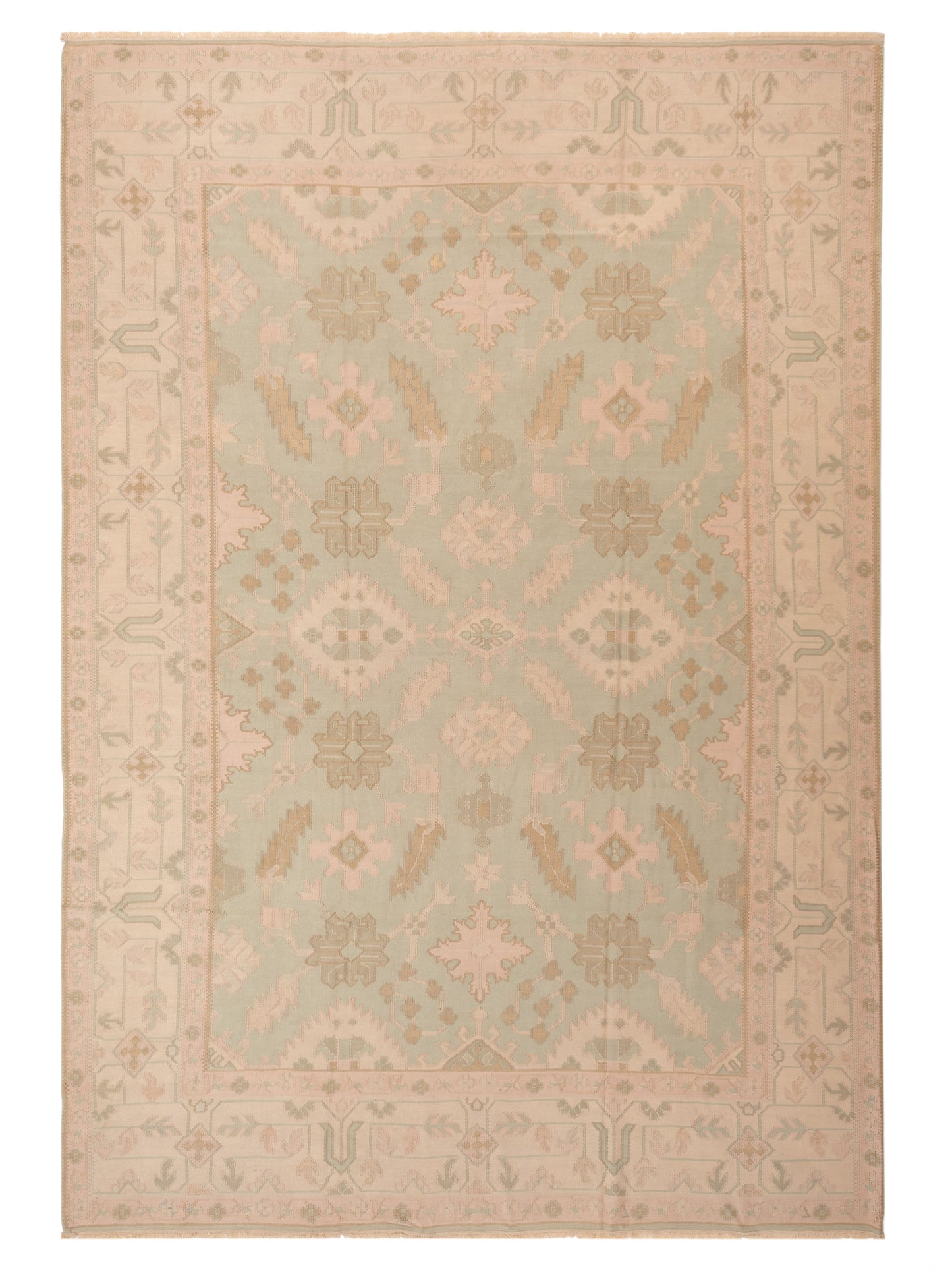 Pasha Transilvanian Kilim  Light Green Cream Traditional