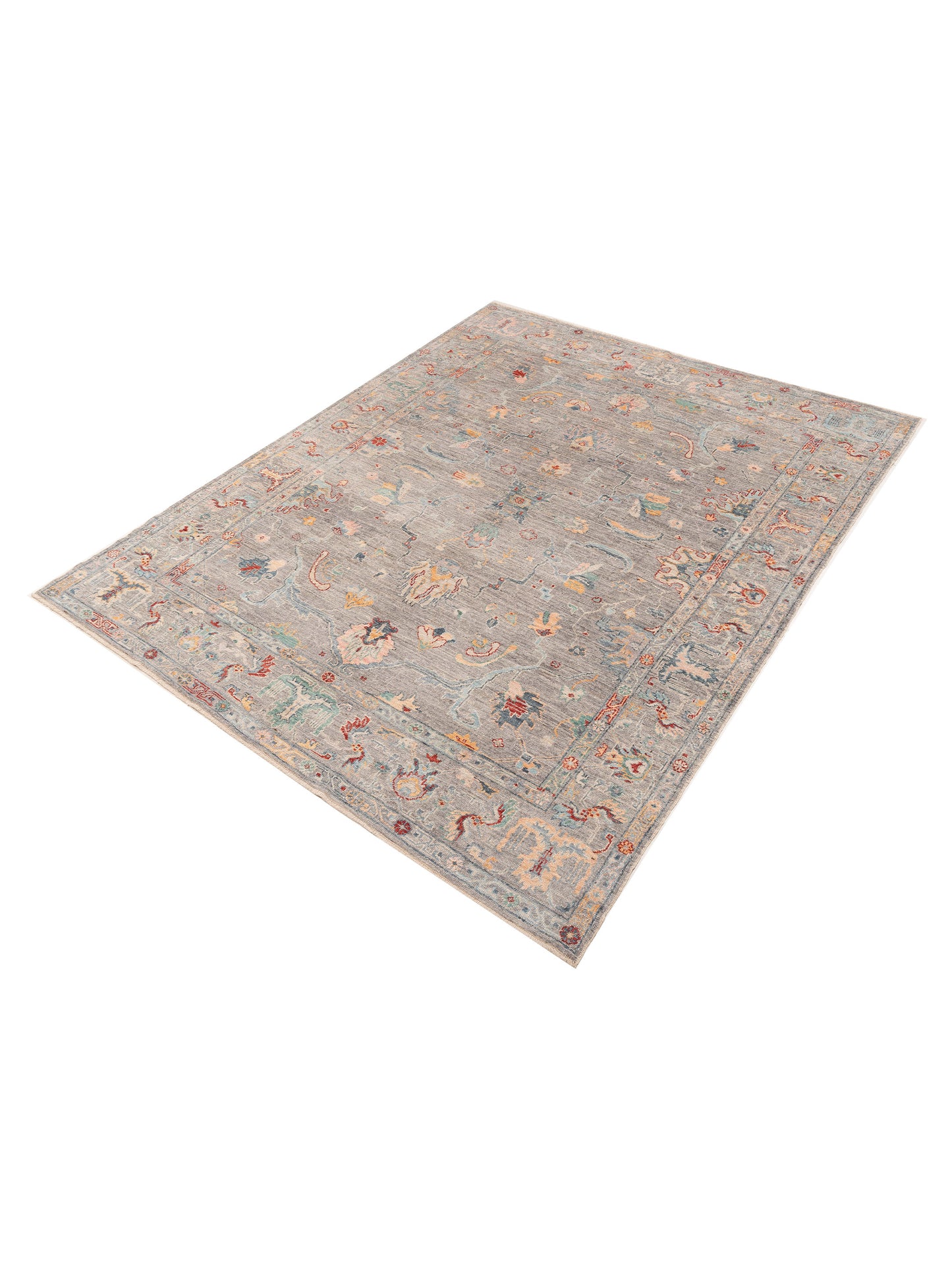 Angora Oushak 152493 Gray Gray 9.1x11.8 Hand Knotted Rug
