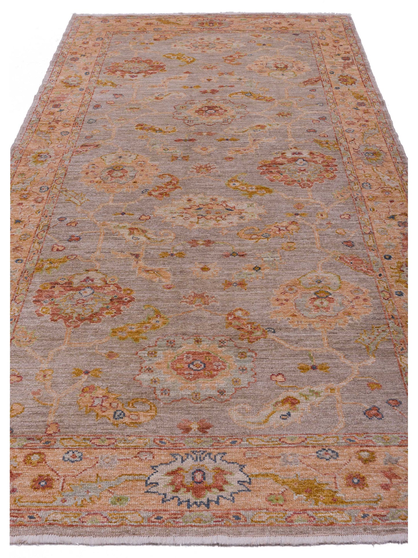 Angora Oushak 144584 Silver Mustard 6.3x12.10 Hand Knotted Rug