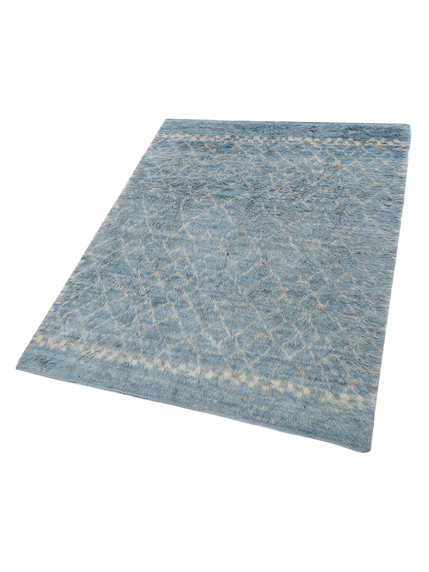 Berber Aspendos Jean Blue Ivory 8.4x10.6 Hand Knotted Rug
