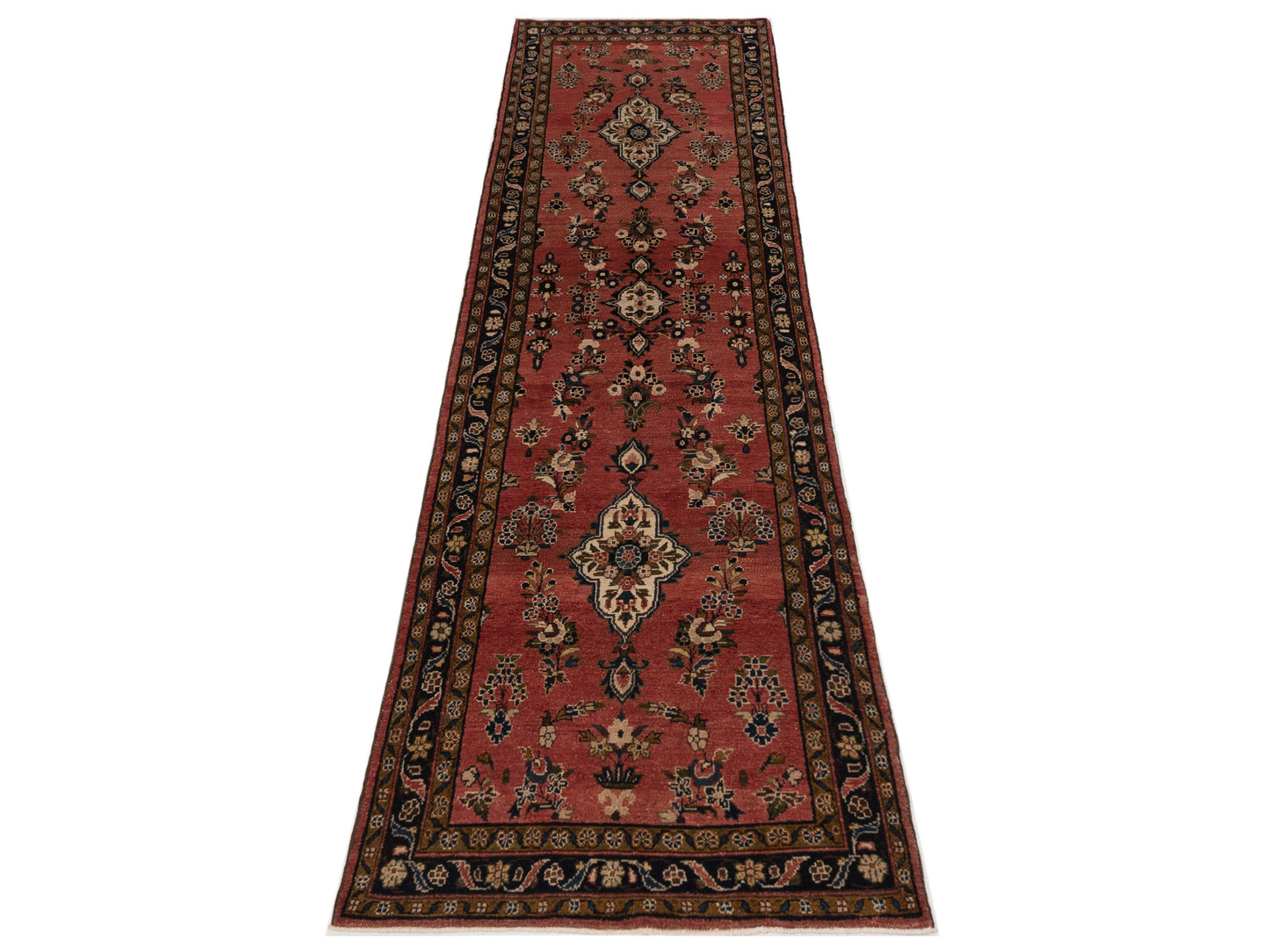 Persian 85748 Rust Brown 3.6x13.2 Hand Knotted Rug