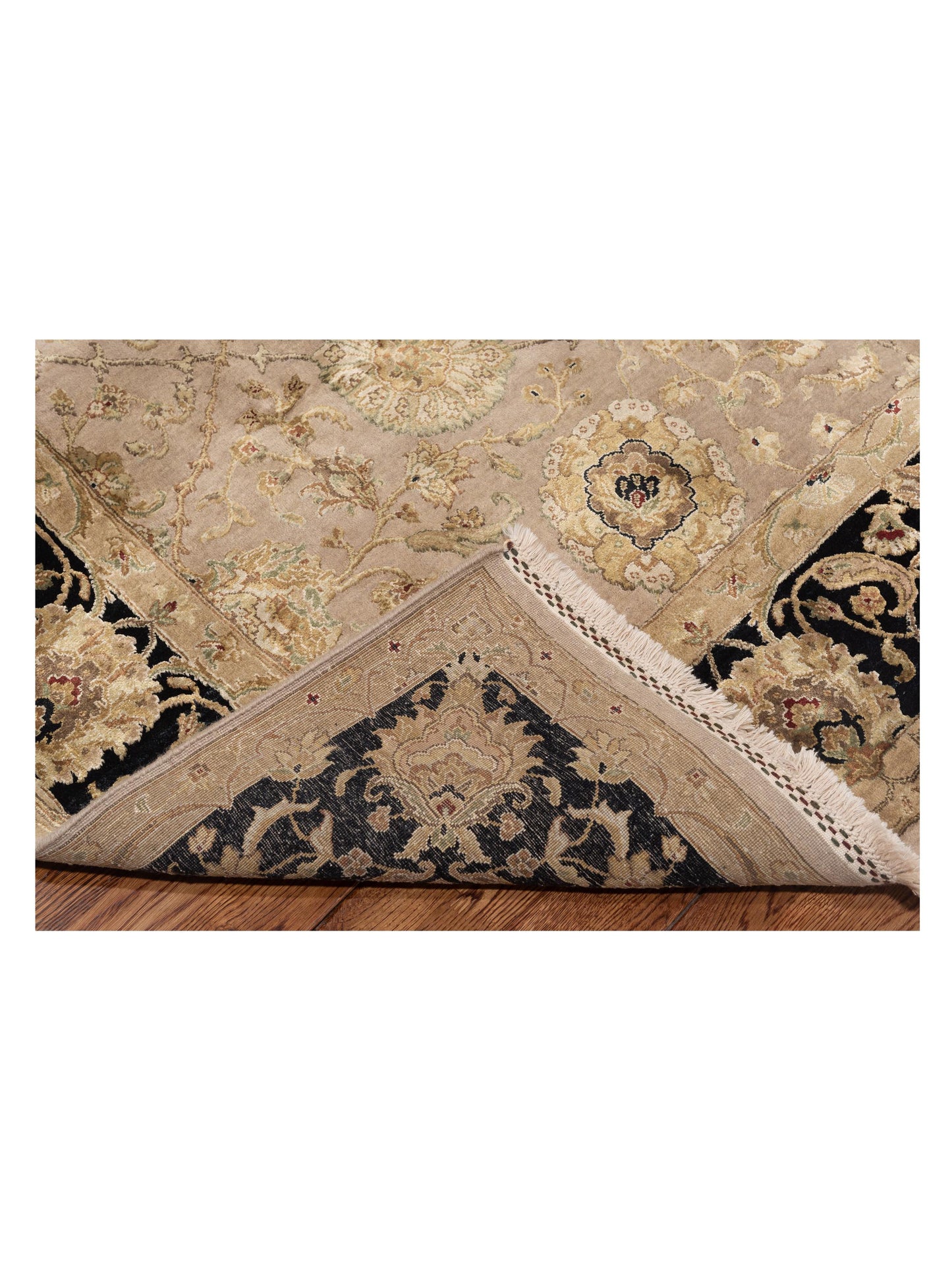 Imperial Silk 122497 Beige Black 6x9.5 Hand Knotted Rug