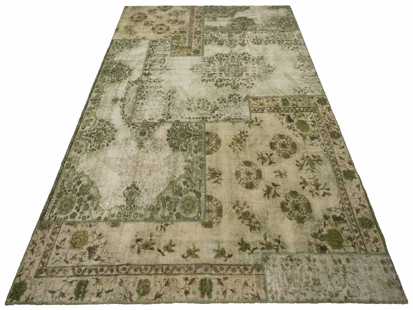 Turkish Vestige Patchwork 146030 Green 10x13.11 Hand Knotted Rug