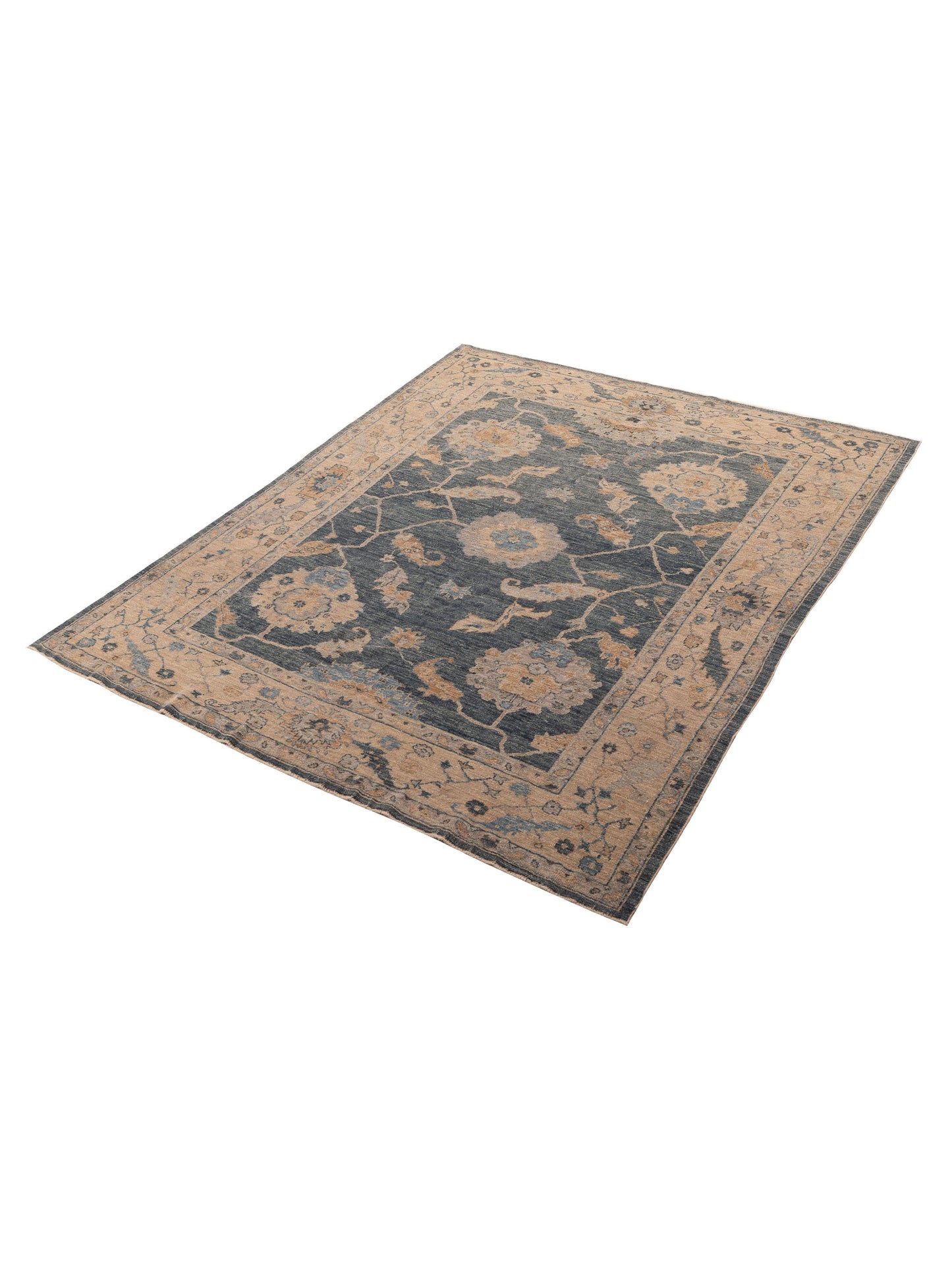 Angora Oushak 156225 Blue Cream 7.9x9.6 Hand Knotted Rug