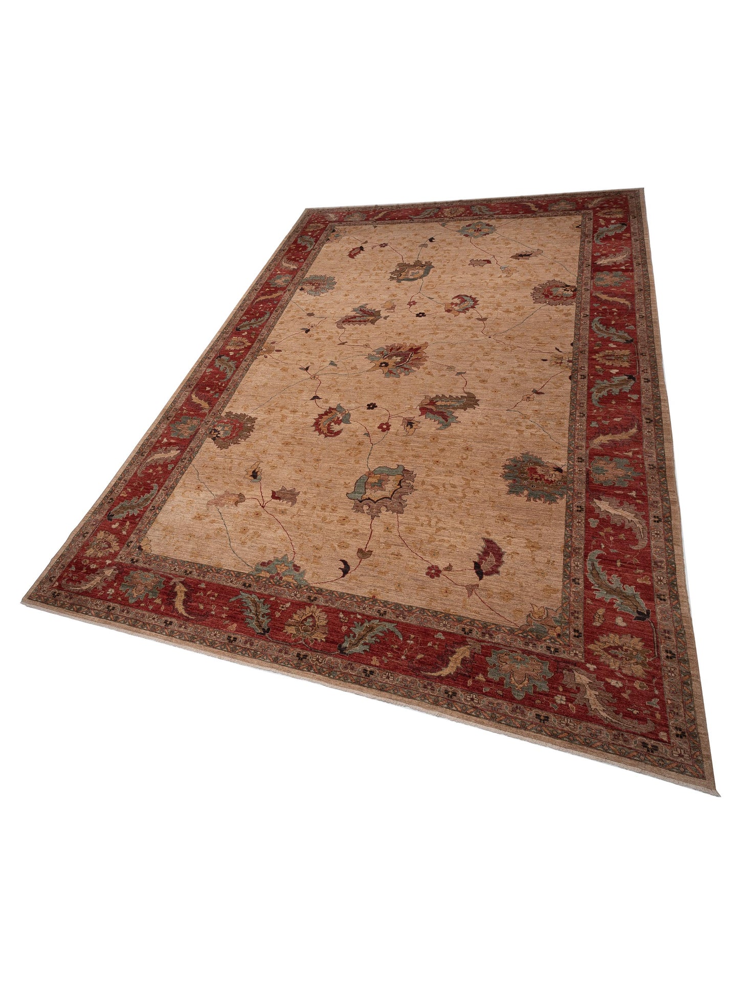 Elvan Tamer Beige Red 12.2x17.8 Hand Knotted Rug