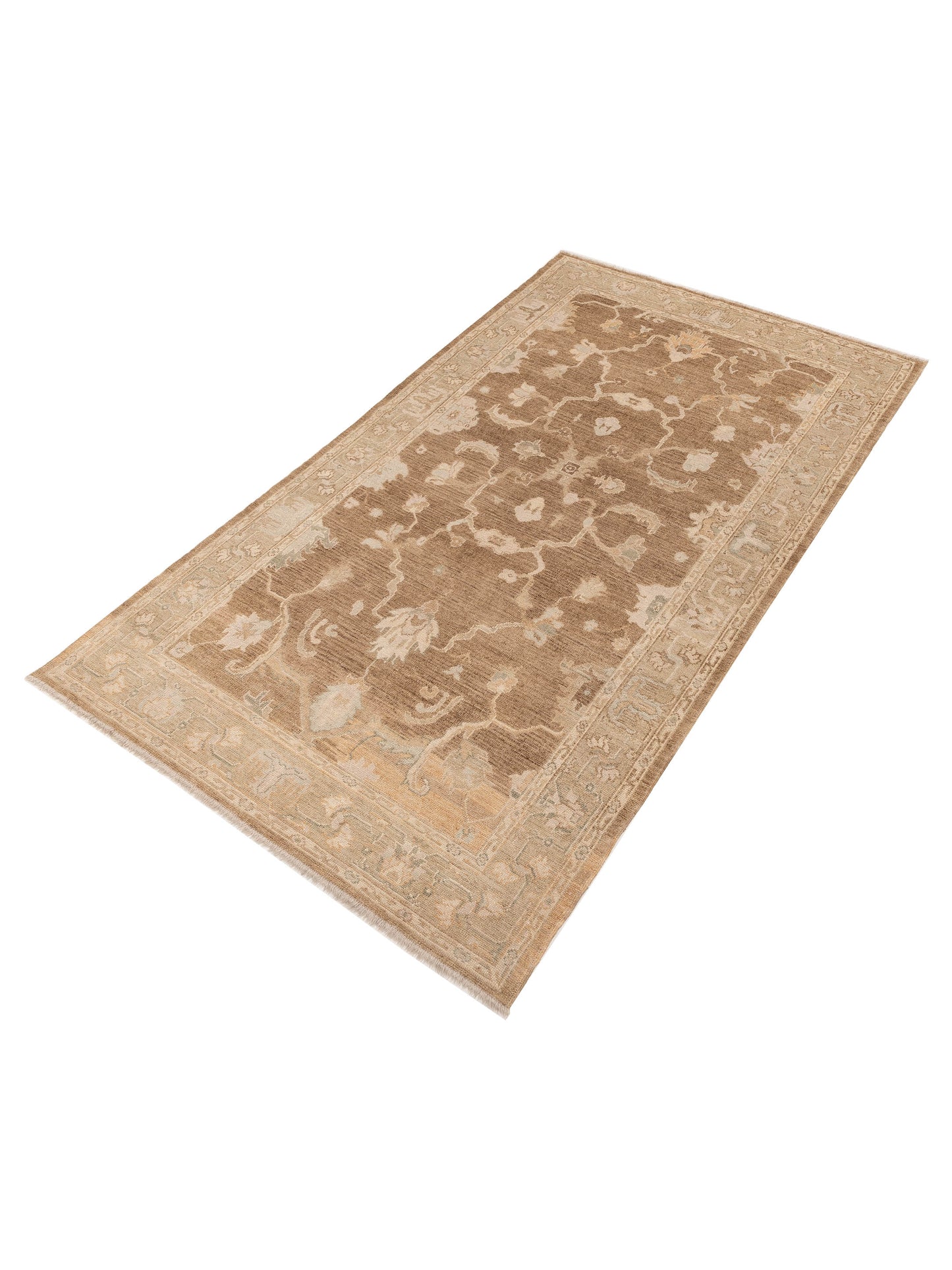 Angora Oushak 153541 Brown Green 6.3x11.4 Hand Knotted Rug