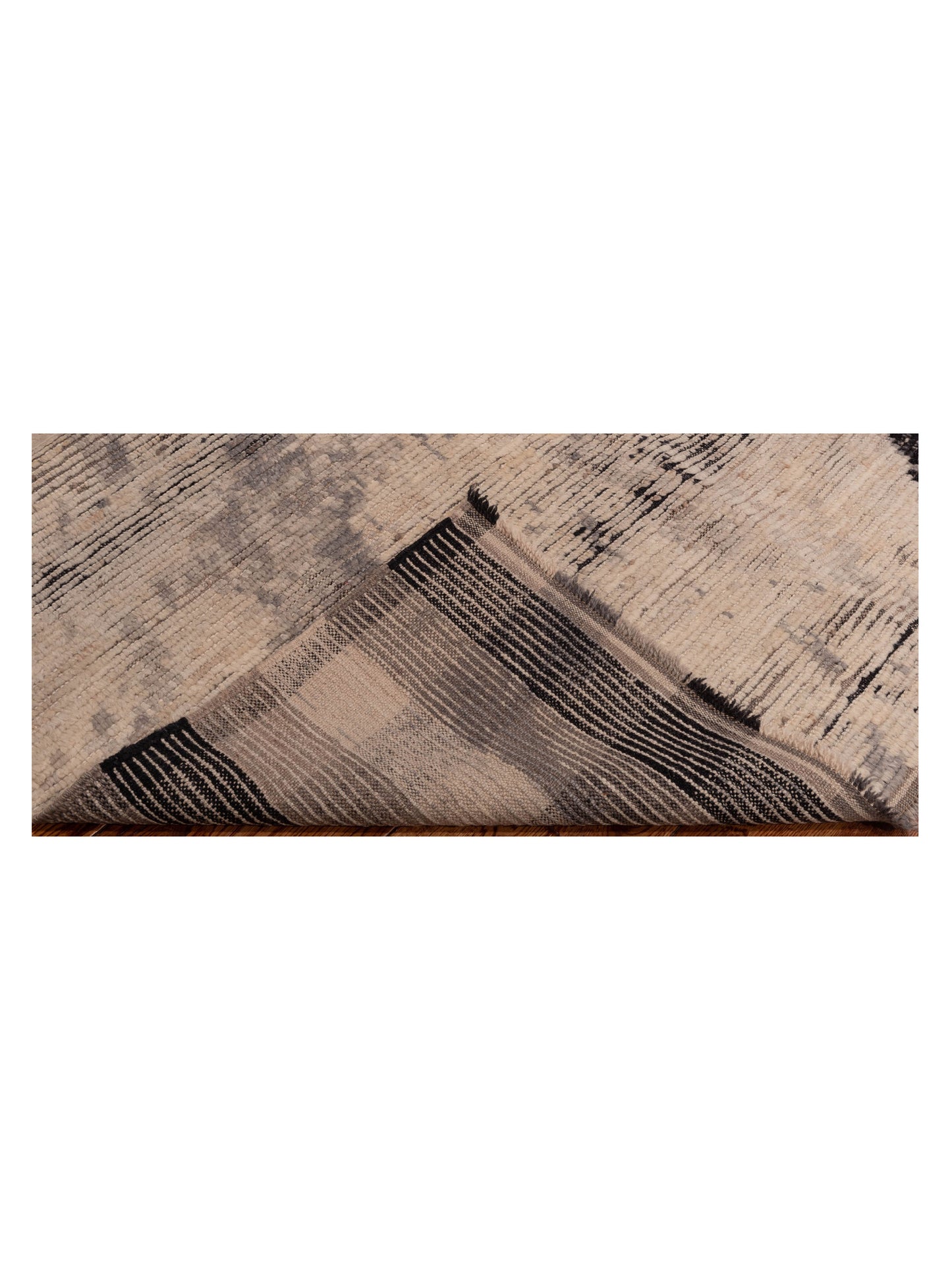 Berber Myra Ivory Black 5.11x8.8 Hand Knotted Rug