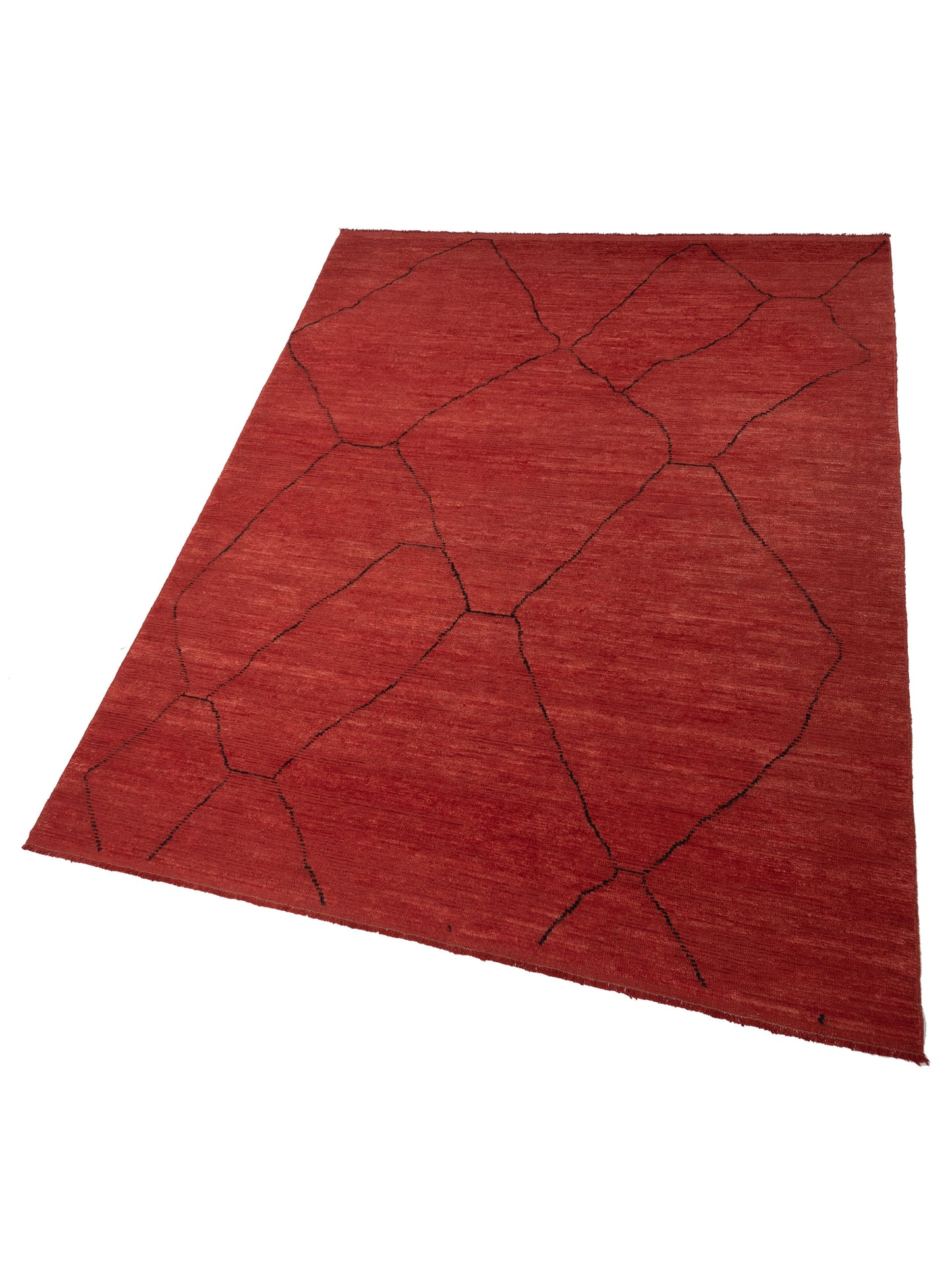 Berber Efes Red Black 9.4x12.2 Hand Knotted Rug
