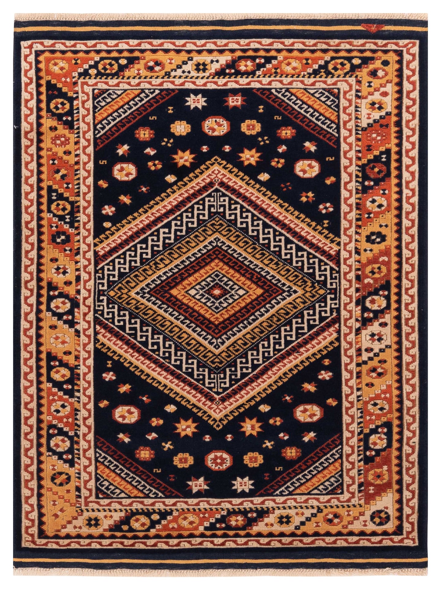 Pasha Turkish Shirwan  Navy Orange Traditional