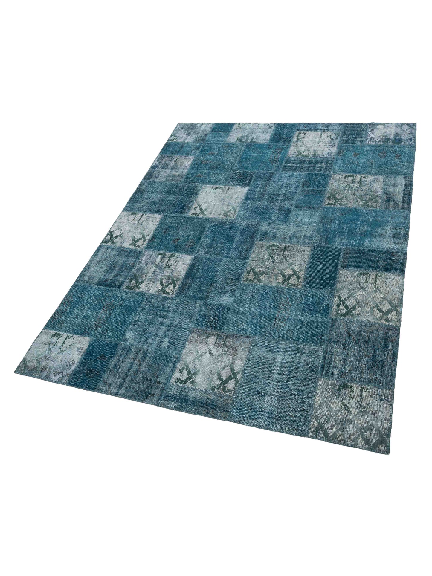 Turkish Vestige Patchwork 130999 Green 9x12 Hand Knotted Rug