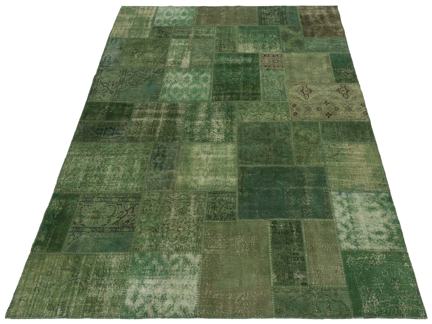 Turkish Vestige Patchwork 142815 Green 9x12 Hand Knotted Rug