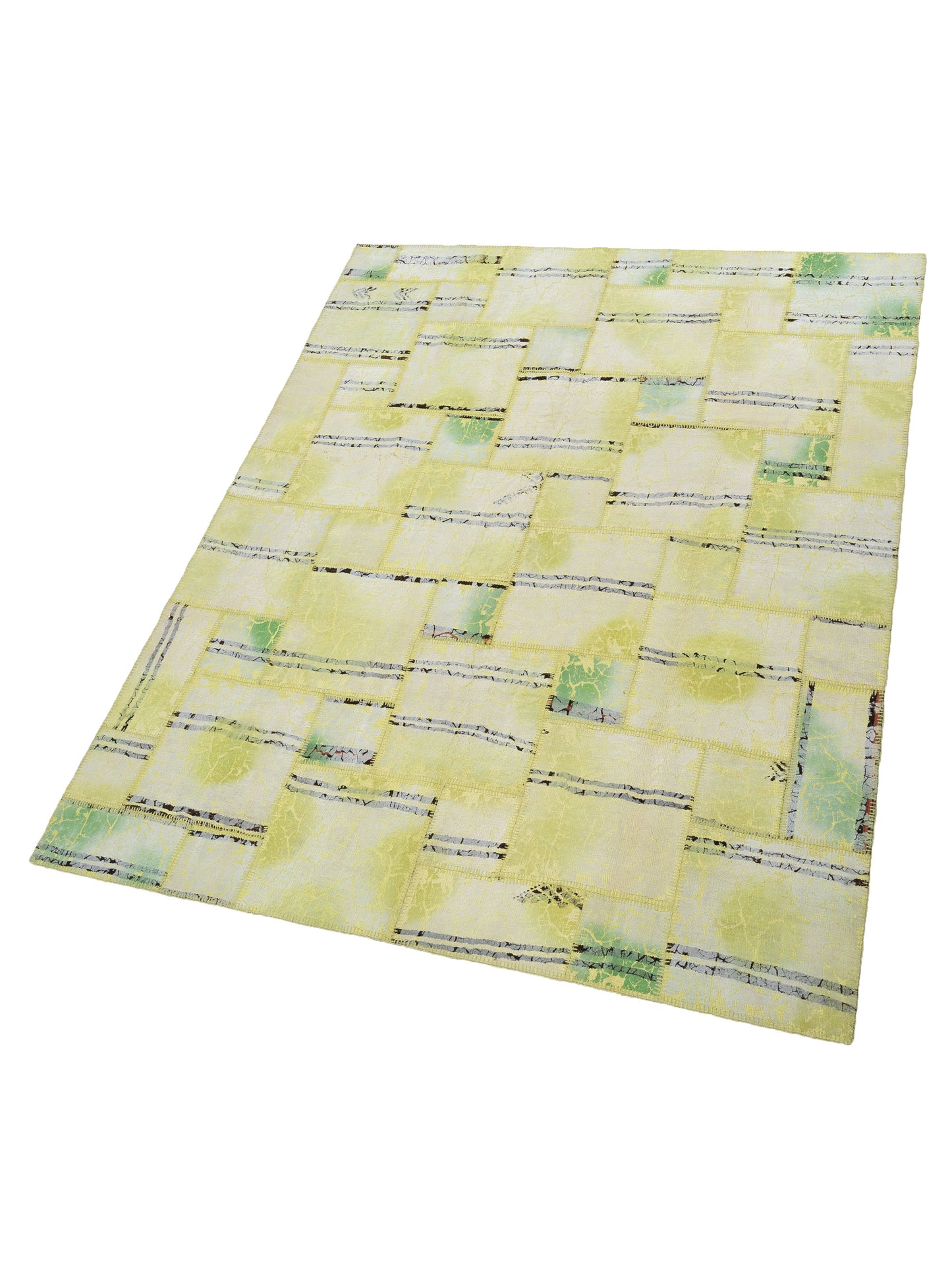 Turkish Vestige Patchwork 142794 Light Green 8.3x9.9 Hand Knotted Rug