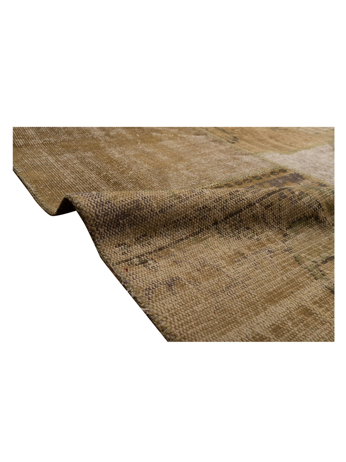 Turkish Vestige Patchwork 108973 Green 9.11x13.2 Hand Knotted Rug