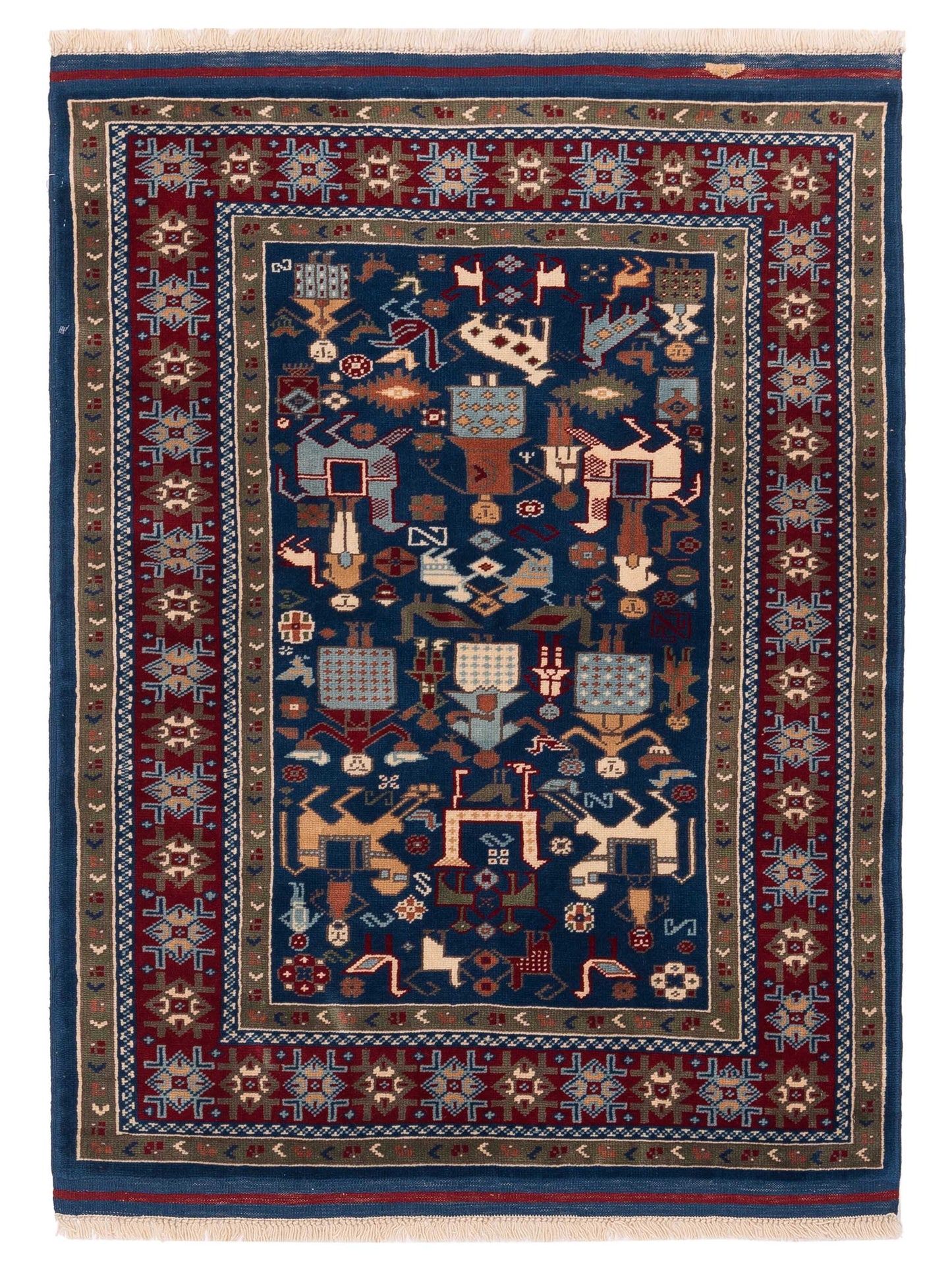 Pasha Turkish Shirwan  Navy Red Traditional