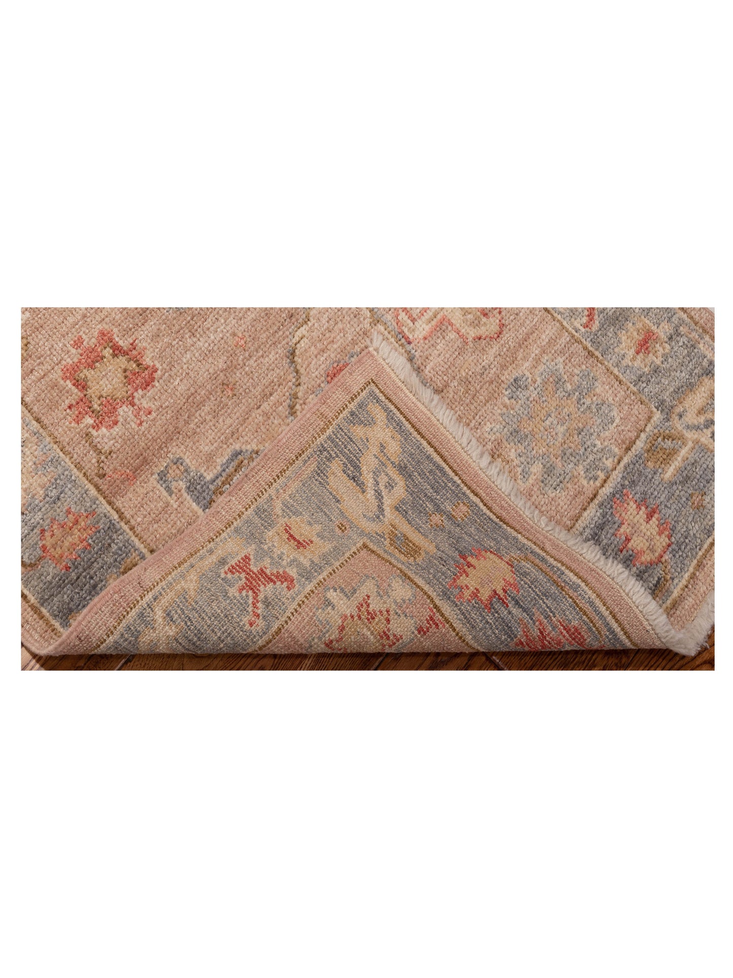 Angora Oushak 141246 Pink Blue Gray 2.9x8 Hand Knotted Rug