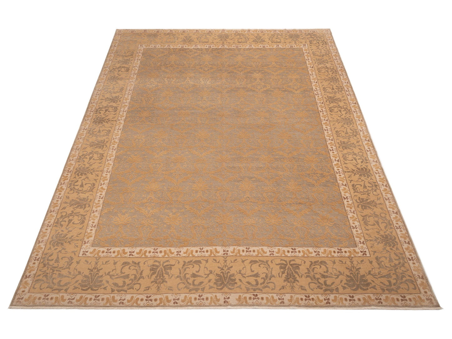 Antique Loom 108166 Silver Gold 12.4x15.4 Hand Knotted Rug