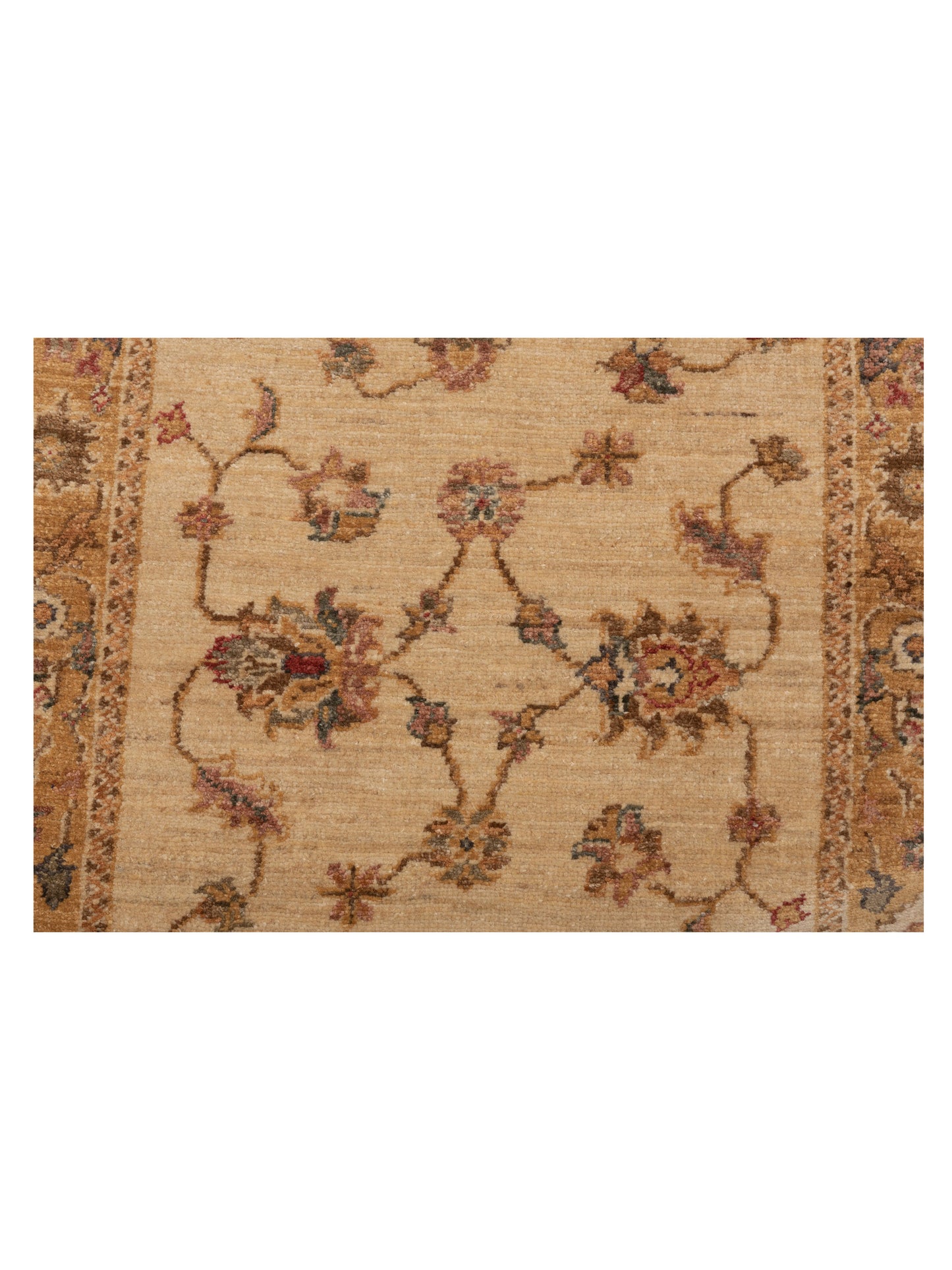 Turkish Elvan 121928 Ivory Gold 2.6x9.9 Hand Knotted Rug