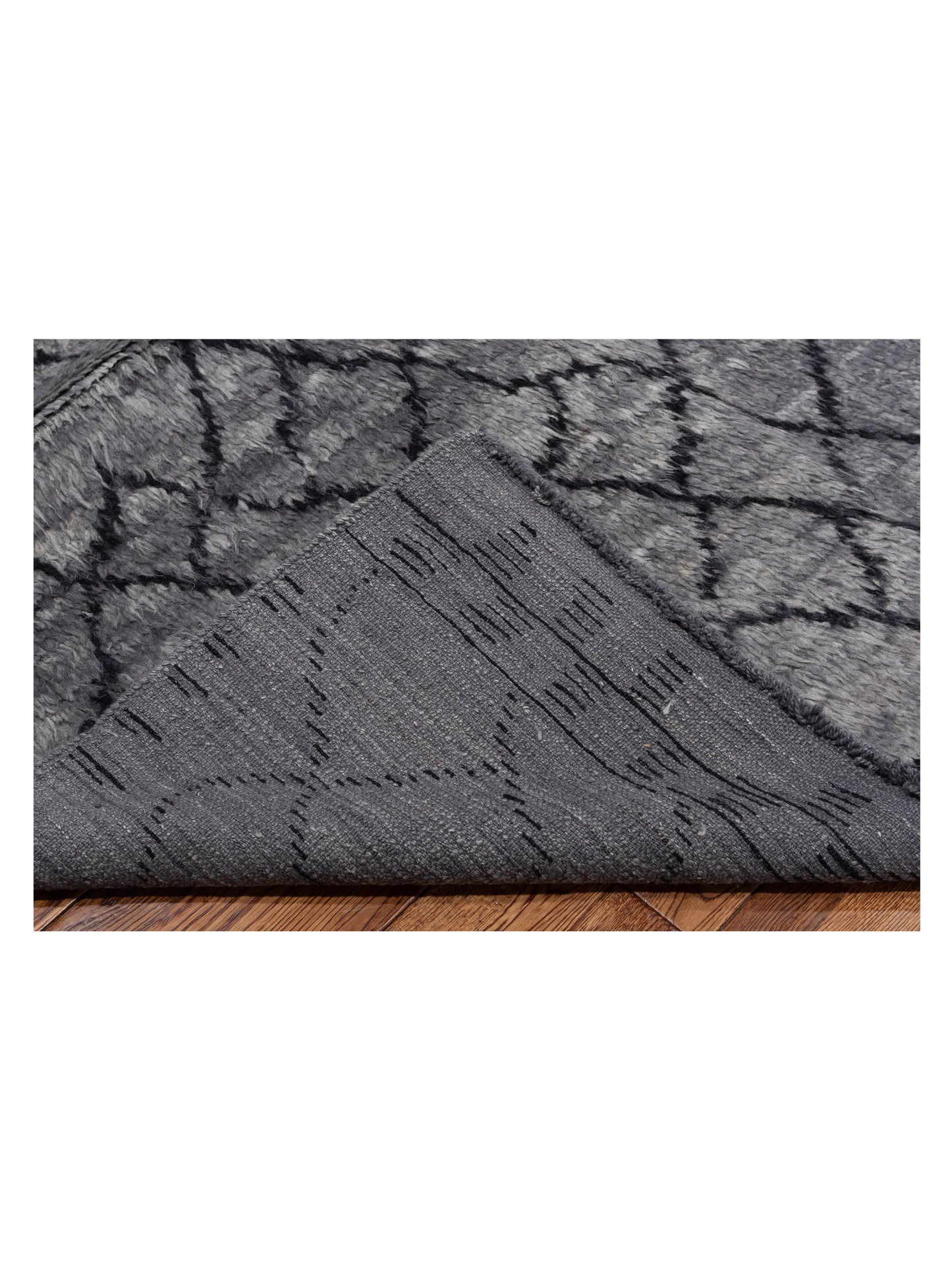 Berber Aspendos Gray Black 9.3x13.4 Hand Knotted Rug
