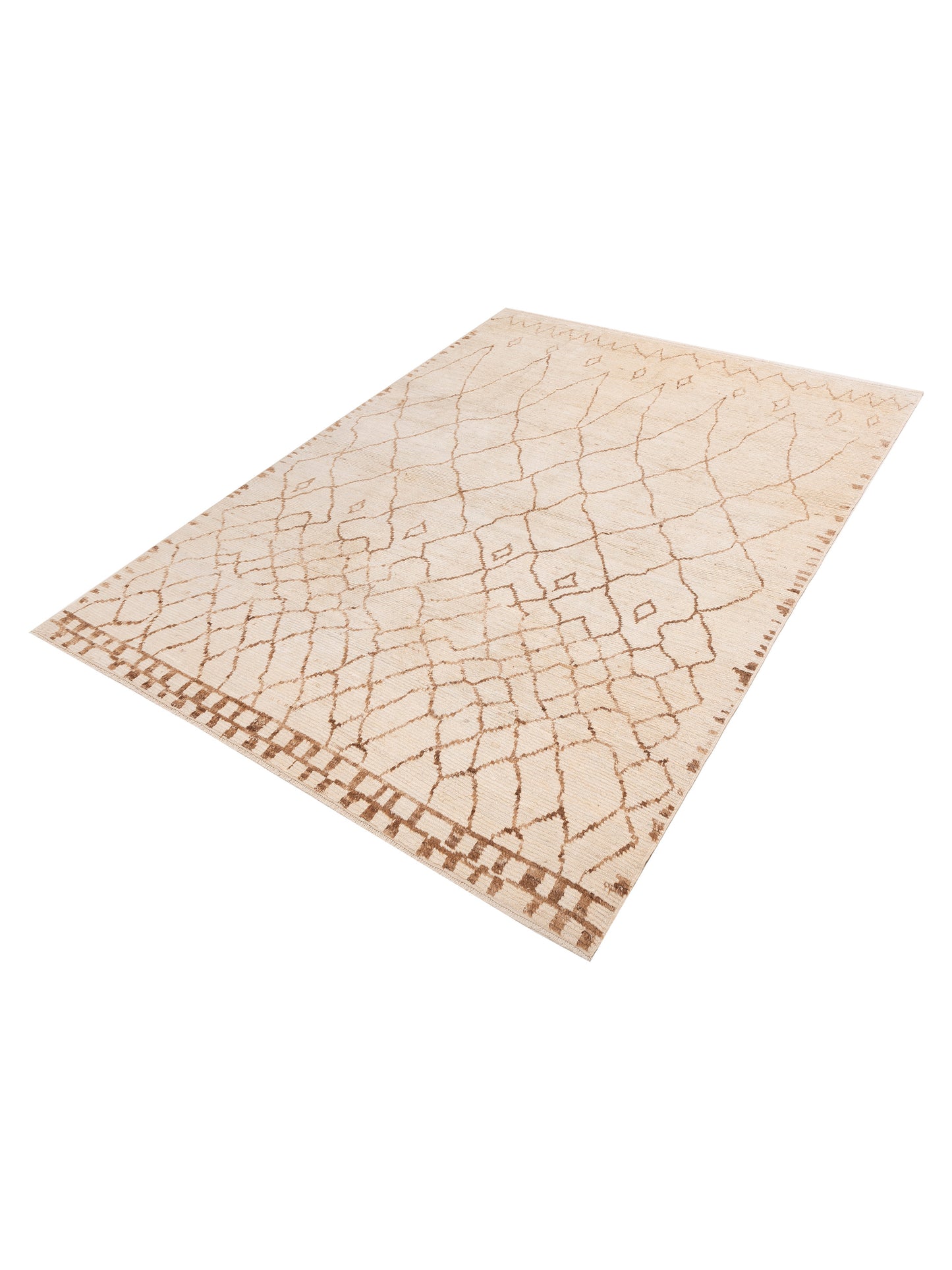 Berber Ivory Brown 9.2x12.2 Hand Knotted Rug