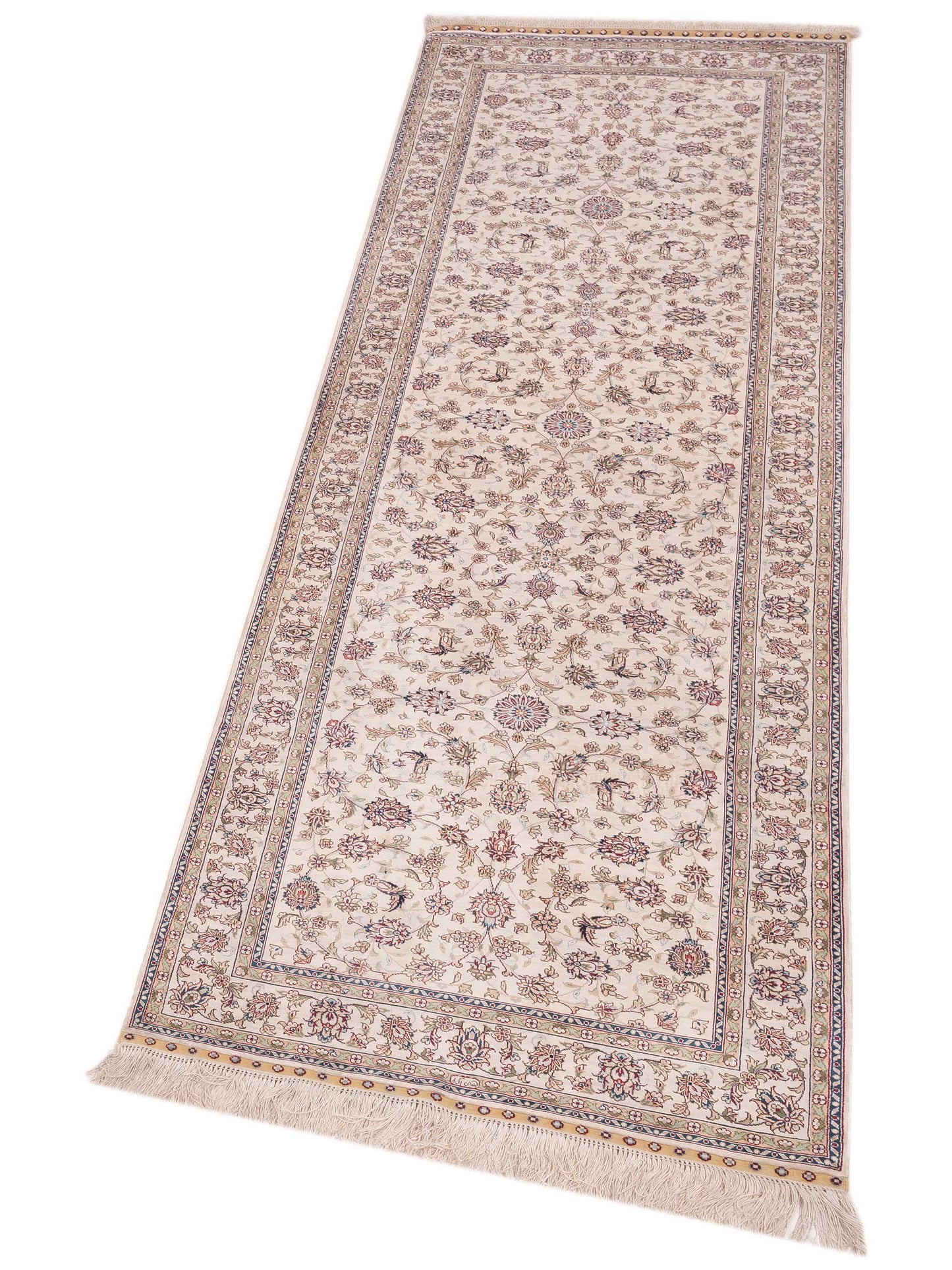 Pure Silk 107113 Ivory Ivory 2.7x8.1 Hand Knotted Rug