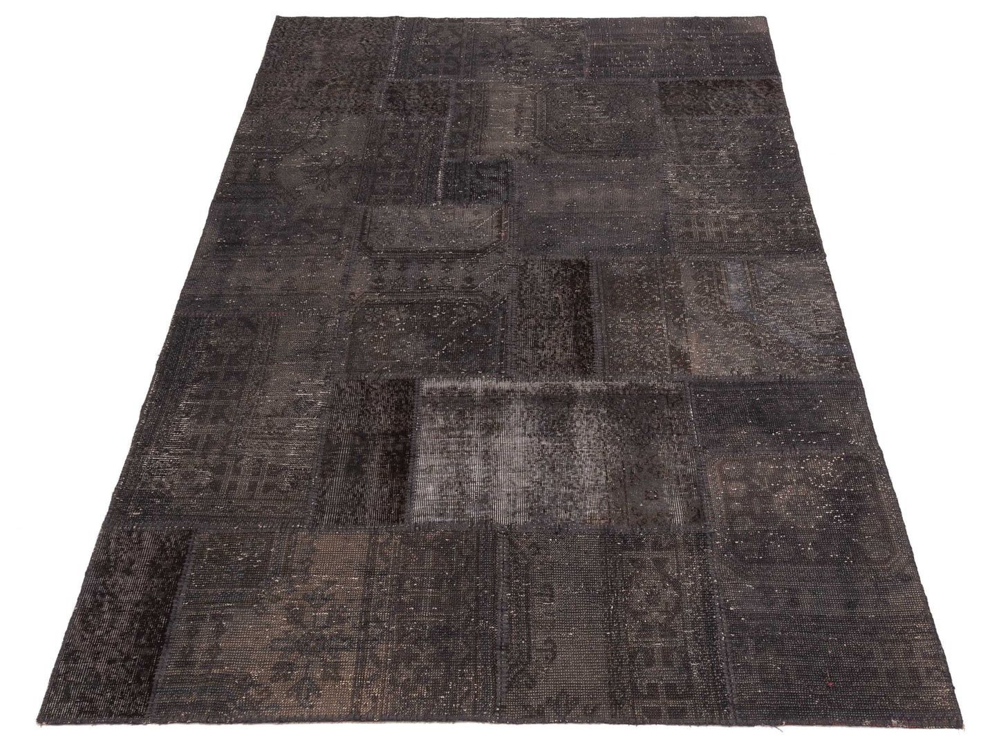 Turkish Vestige Patchwork 110145 Dark Gray Dark Gray 6x9 Hand Knotted Rug