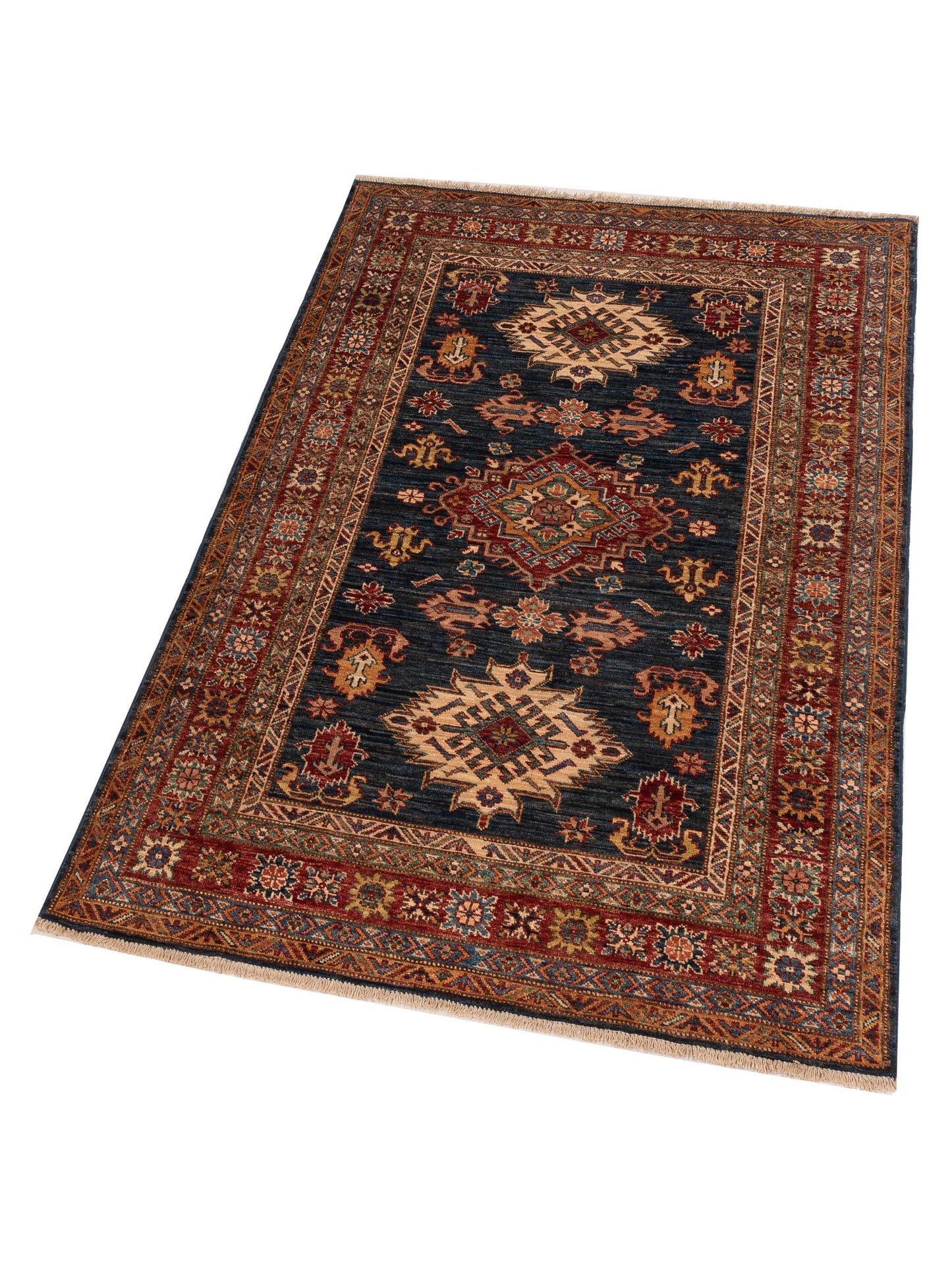 Artisan Kazak 148965 Navy Red 4.2x6.1 Hand Knotted Rug