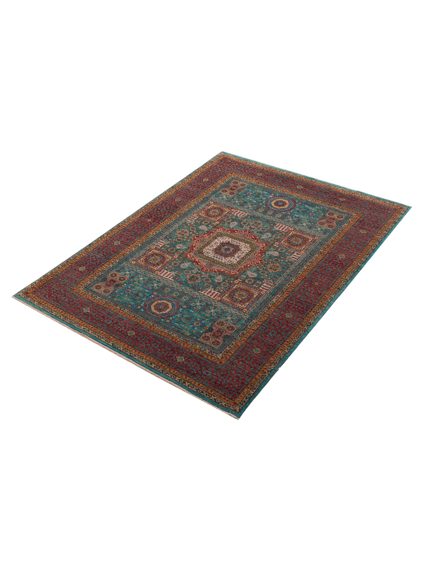 Artisan Mamluk 154748 Blue Red 5.9x7.10 Hand Knotted Rug