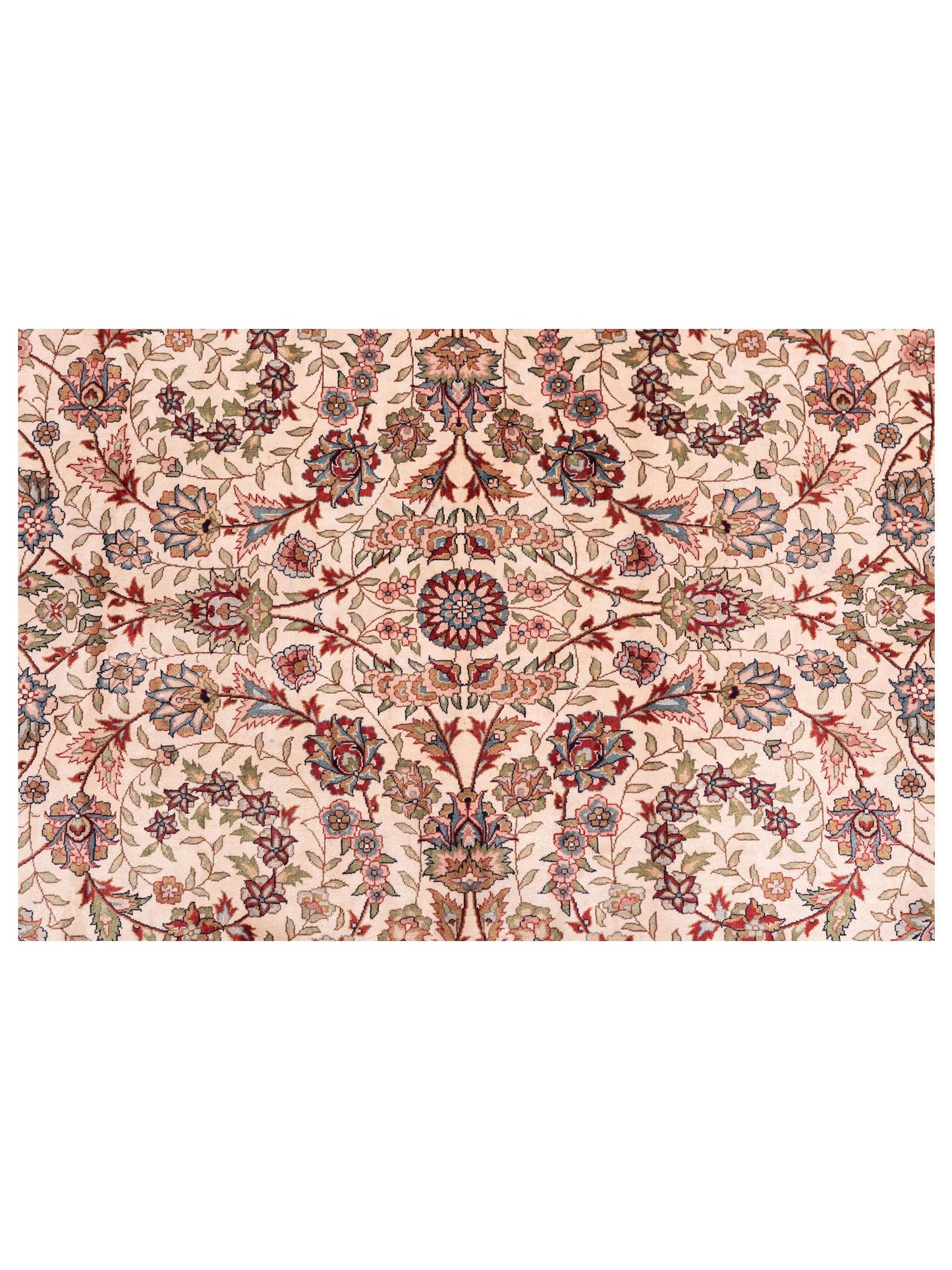 Pure Silk 109839 Ivory Red 5.7x8.1 Hand Knotted Rug