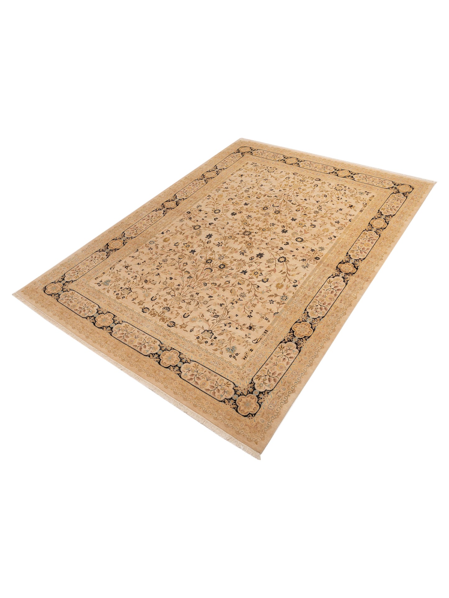 Haji Jalili 111375 Ivory Black 10.1x14 Hand Knotted Rug