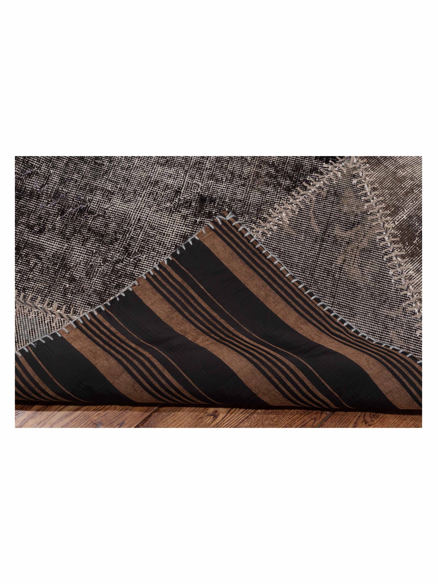 Turkish Vestige Patchwork 108898 Gray 8.6x9.11 Hand Knotted Rug