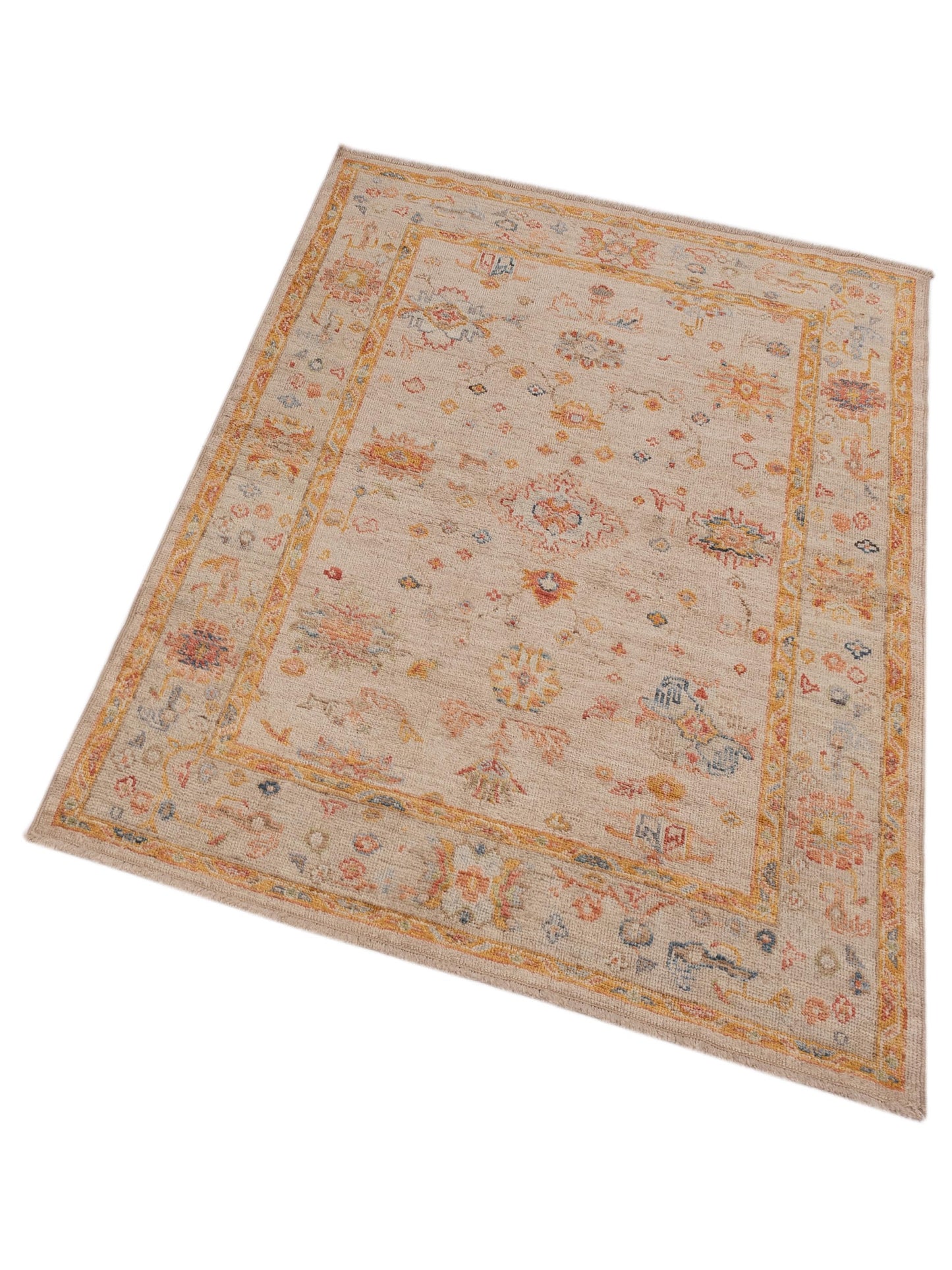 Angora Oushak 150231 Cream Silver 4.10x6.11 Hand Knotted Rug
