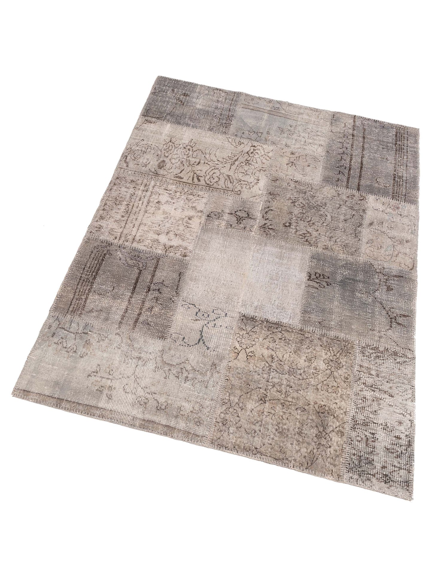 Turkish Vestige Patchwork 128867 Gray 5x8 Hand Knotted Rug