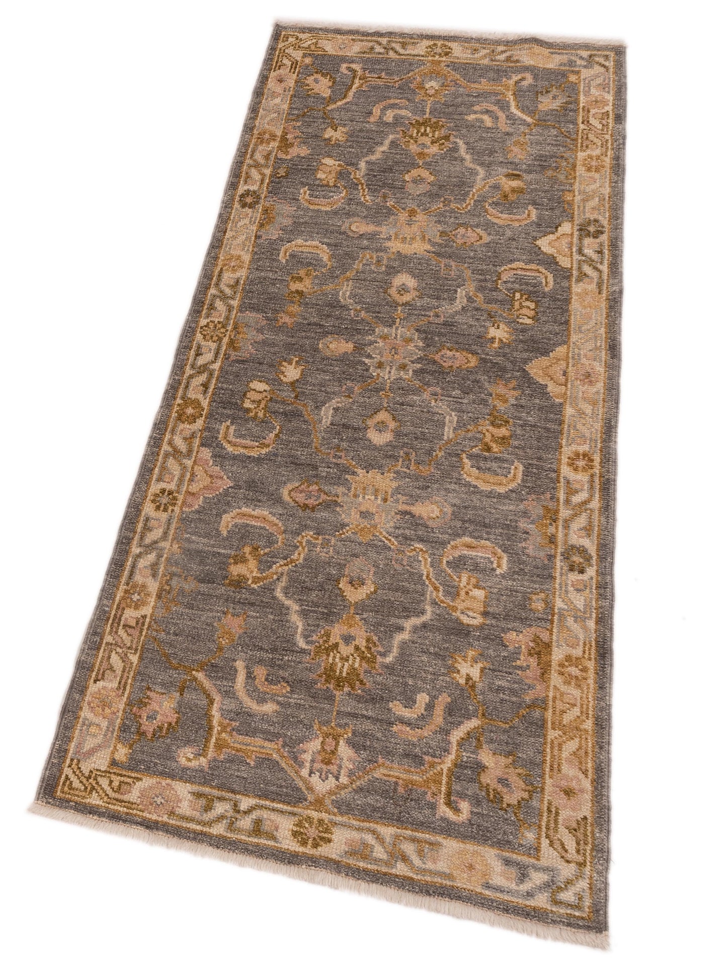 Angora Oushak 141327 Gray Ivory 2.9x7.1 Hand Knotted Rug